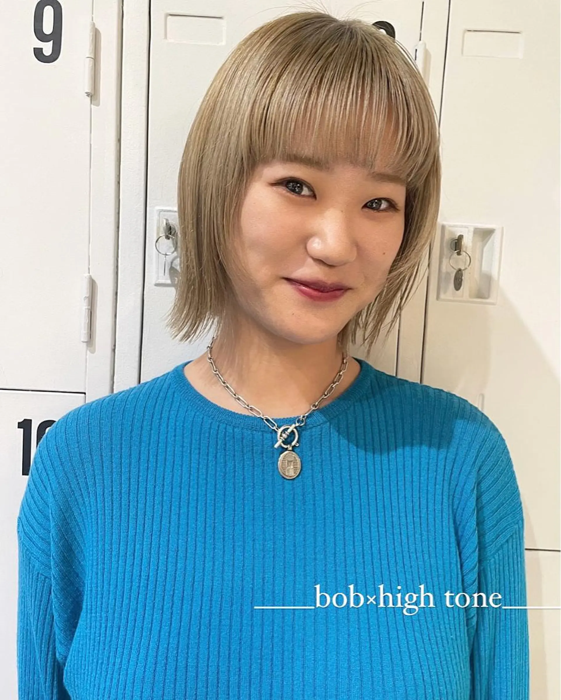 ミディアム カラー ハイトーンカラー ボブ ヘアカラー 栄/ウルフ/レイヤー RIHOのヘアスタイル