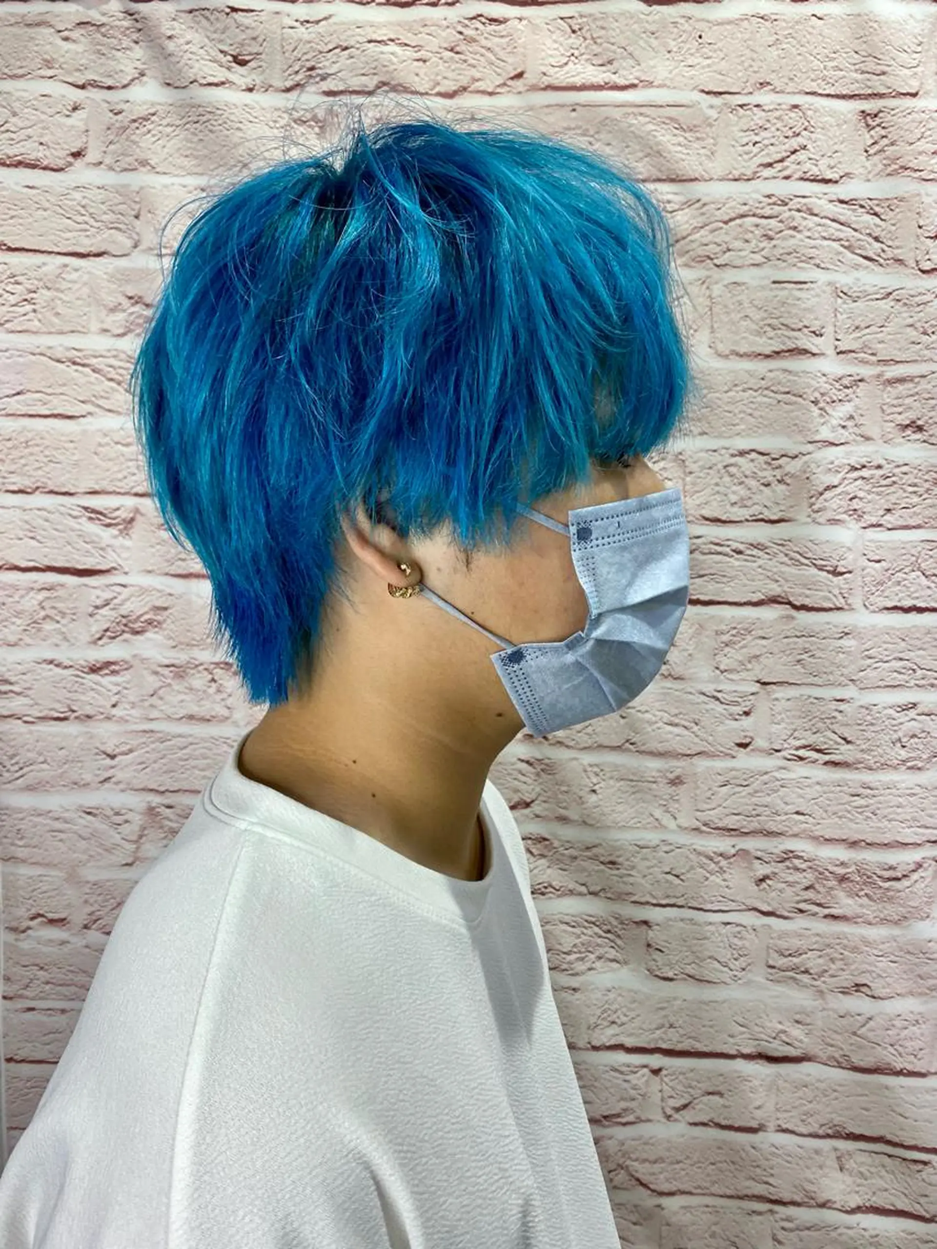 ショート カラー メンズ メンズブリーチ ブリーチ ブルーカラー シムラ カイゲンのヘアスタイル