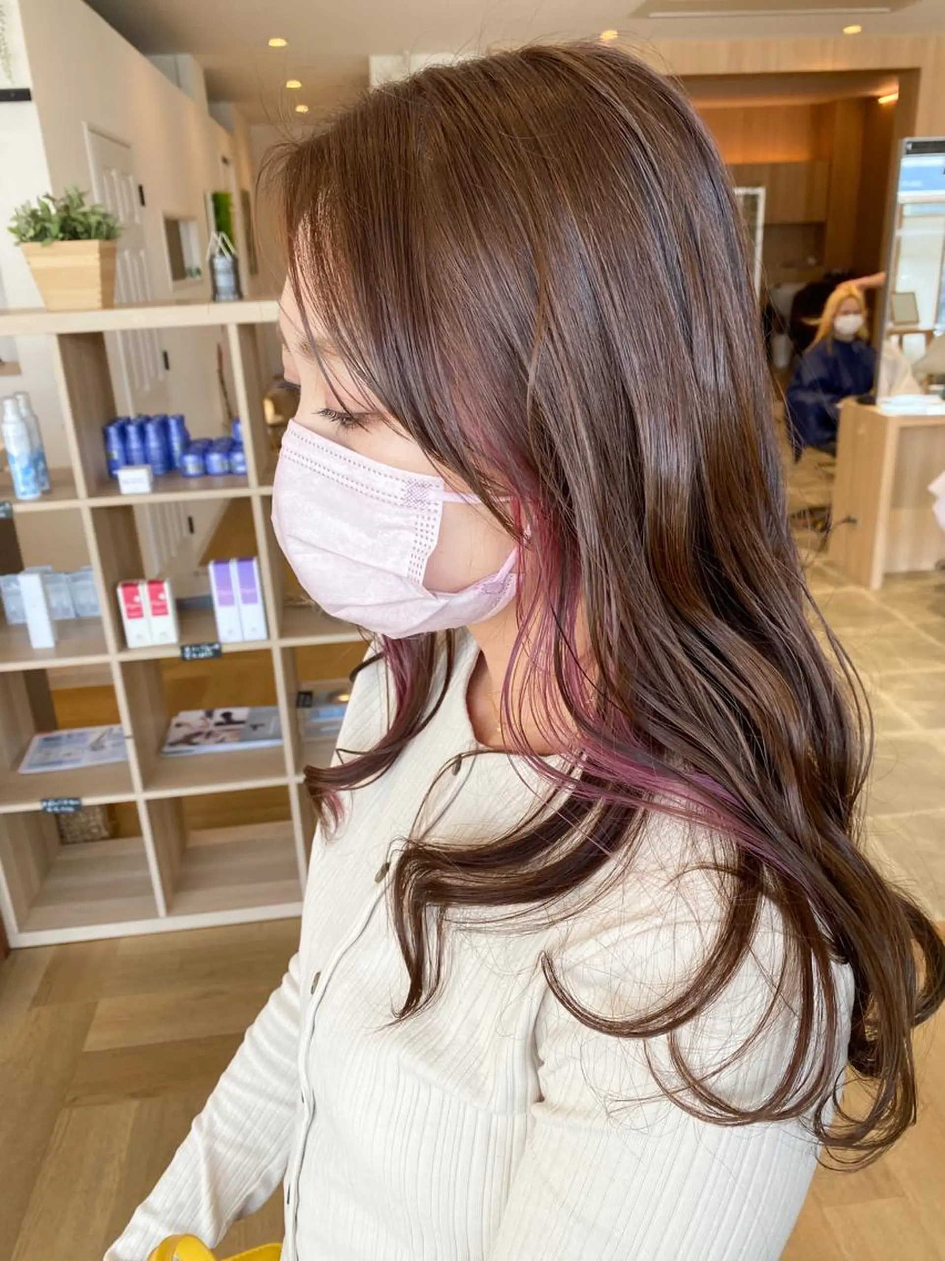 ミディアム カラー イヤリングカラー ピンクカラー KATSUKI津福店所属・工藤 惇のヘアスタイル