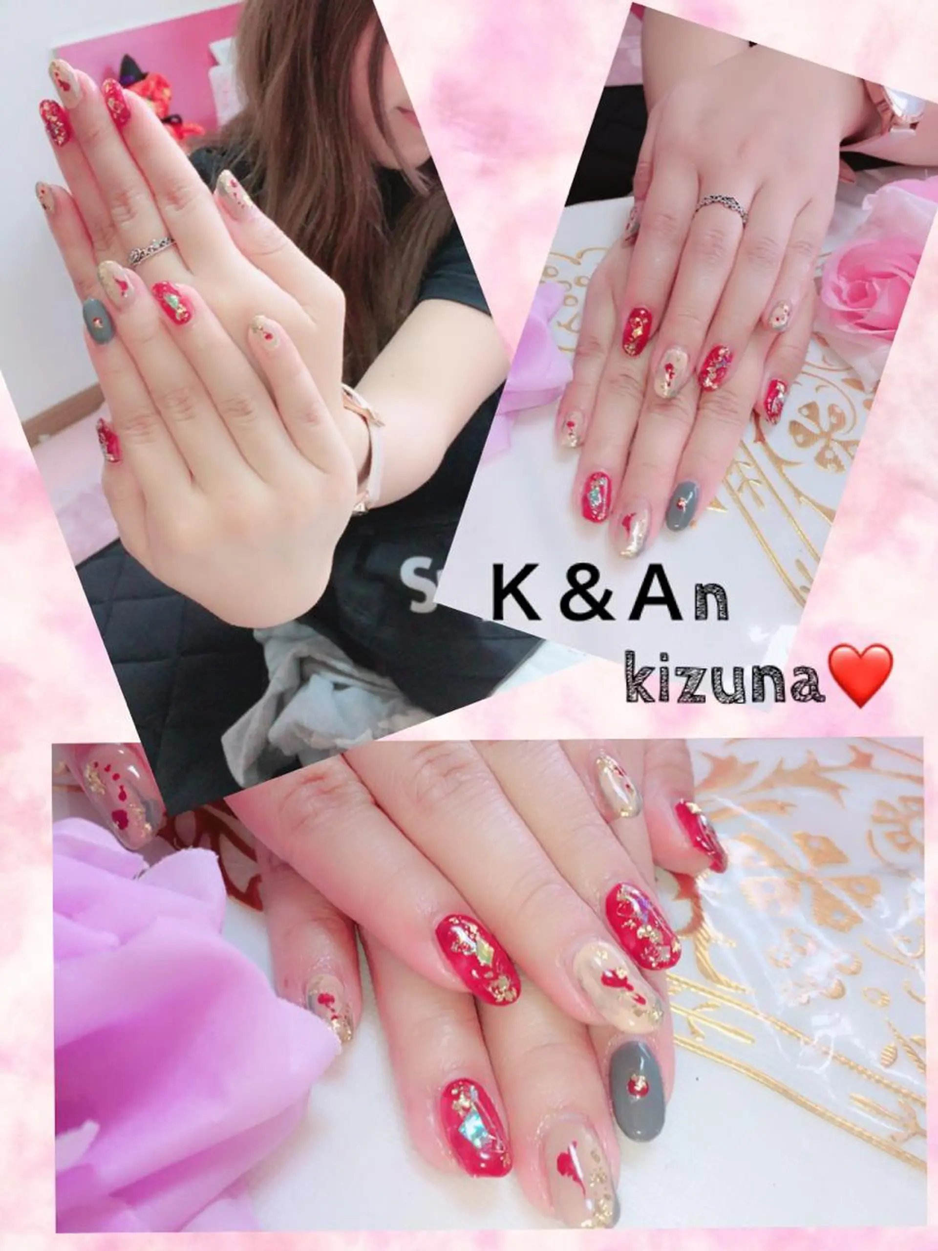 ネイル アートネイル ボルドー ニュアンスネイル ハンドネイル K&An kizunaのマツエク・マツパデザイン