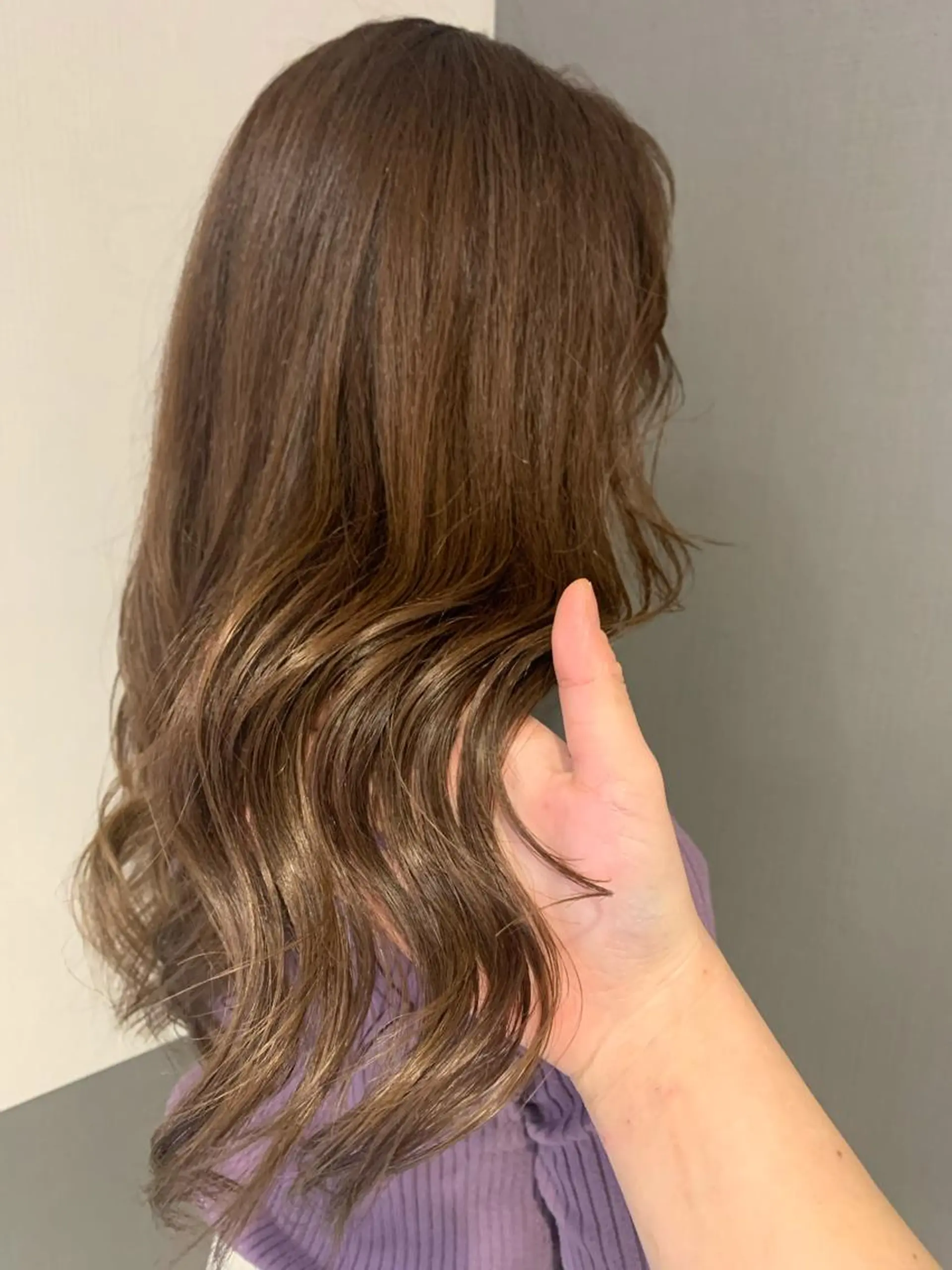 ロング カラー 透明感カラー イルミナカラー オレンジ トリートメント カット パーマ ヘッドスパ Eleanor 立川北口のヘアスタイル