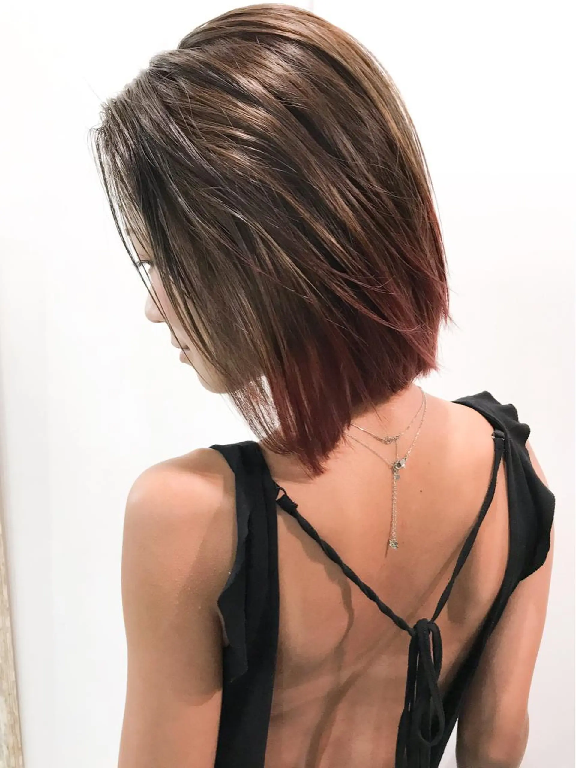 ミディアム カラー ボルドーカラー グラデーションカラー グレージュ バイオレットカラー エクステ(レミー毛) NINEのヘアスタイル