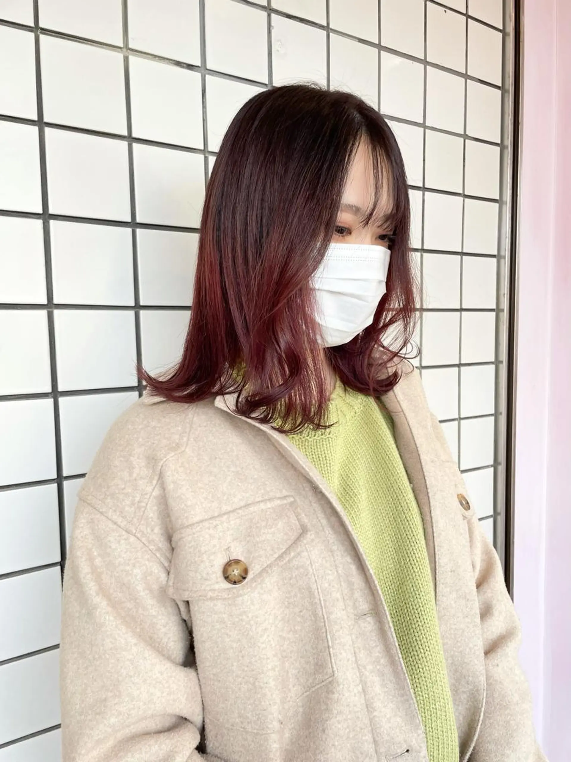 セミロング カラー グラデーションカラー 心斎橋/ブリーチ minamiのヘアスタイル