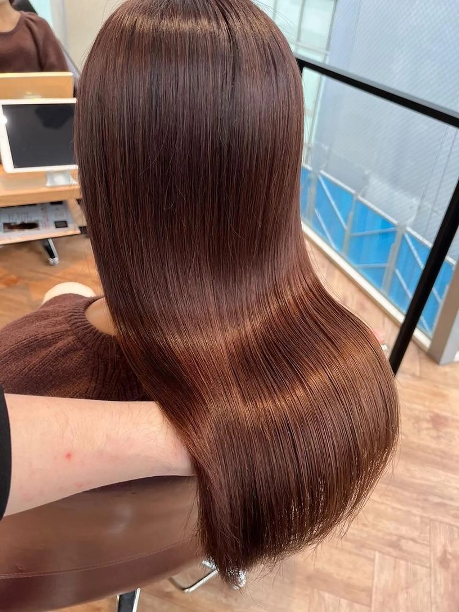 ロング カラー ヘアカラー トリートメント 韓国🇰🇷レイヤー おくれ毛/顔まわりのヘアスタイル