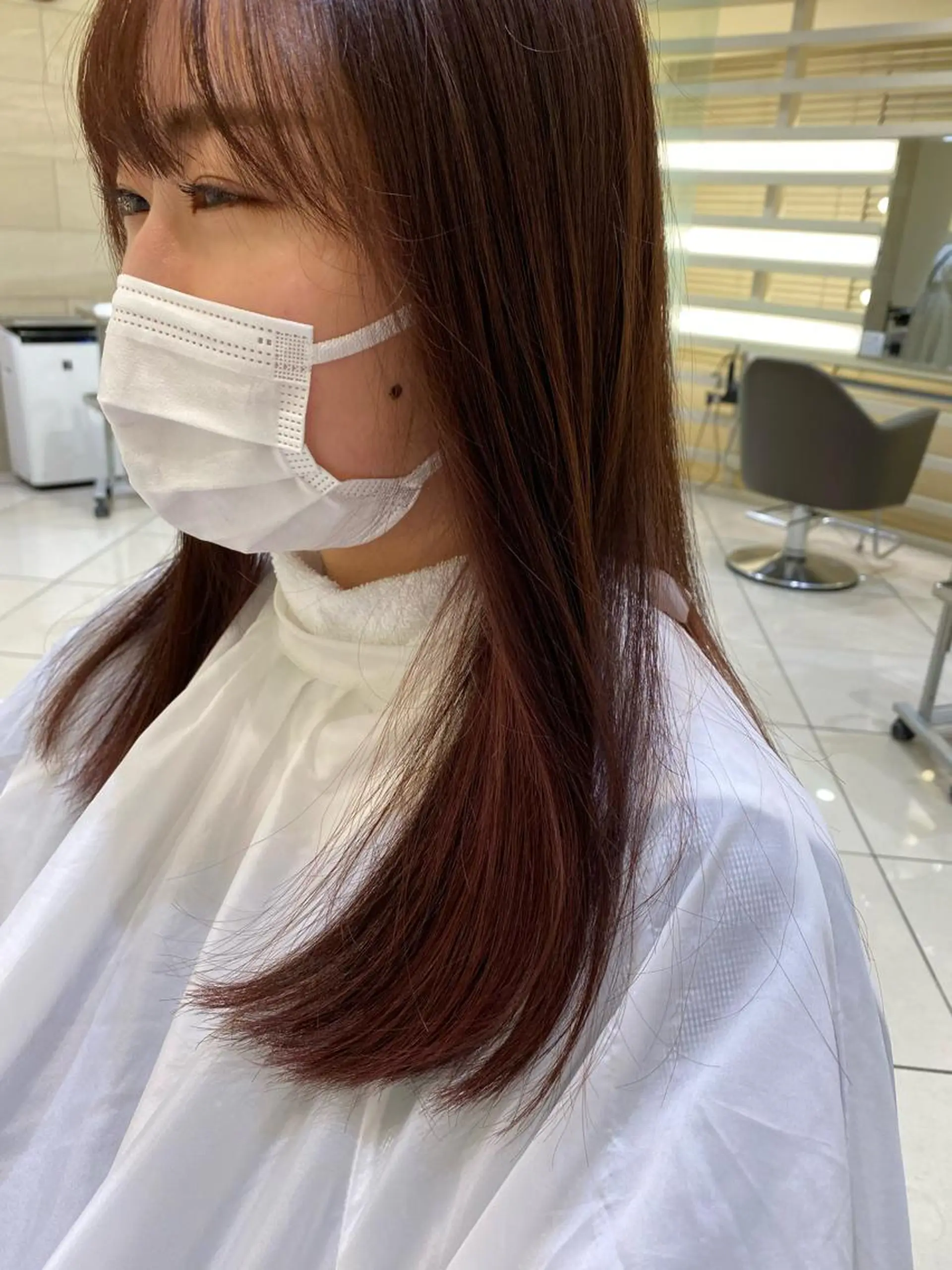 ロング カラー ボルドーカラー インナーカラー プレイングカラー🤍 細めハイライトのヘアスタイル