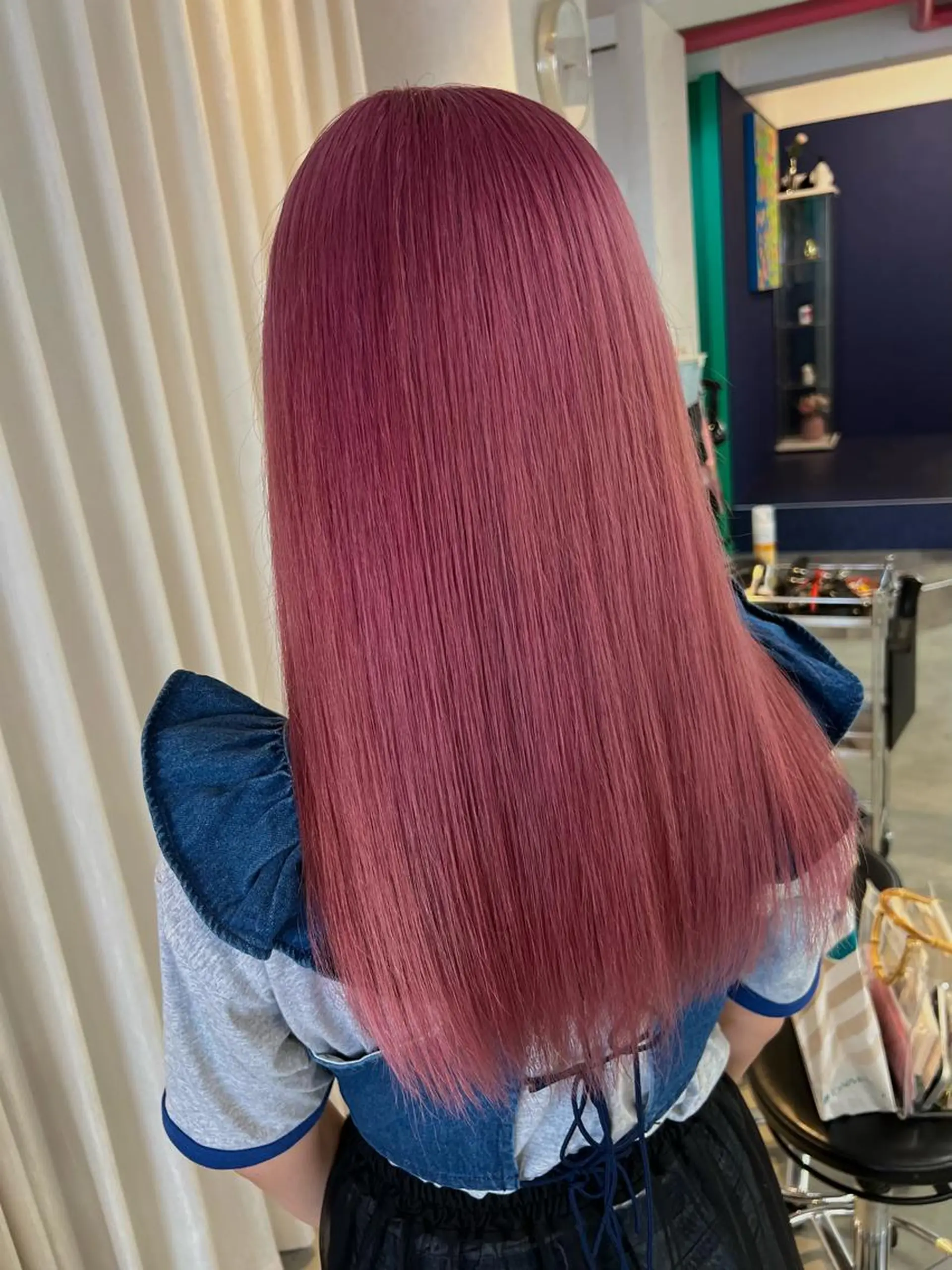 セミロング カラー ピンクカラー 安井まゆ _Box mico.のヘアスタイル