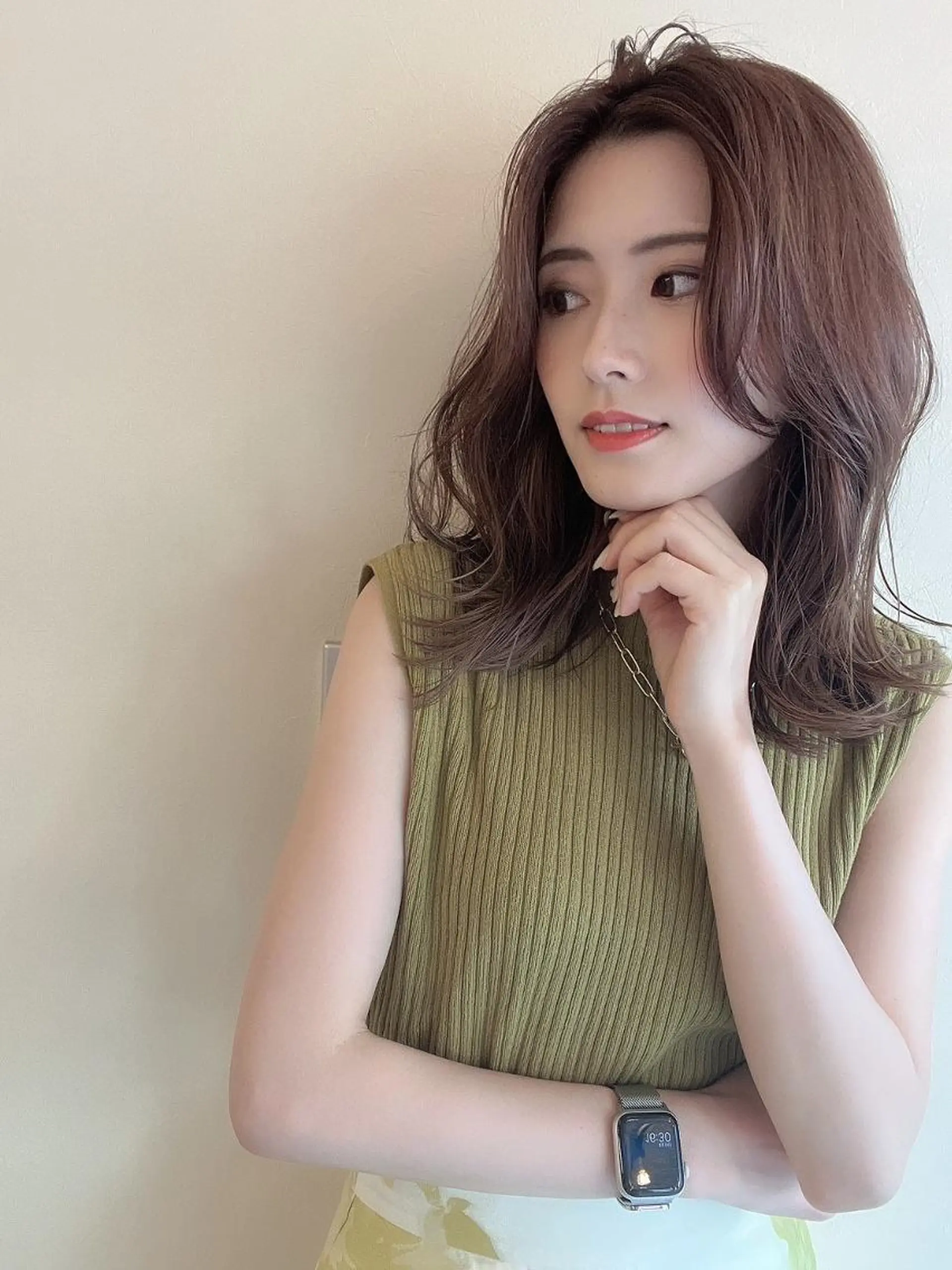 セミロング アッシュ 髪質改善 韓国風ヘア 公式 Ease by amble luxeのヘアスタイル
