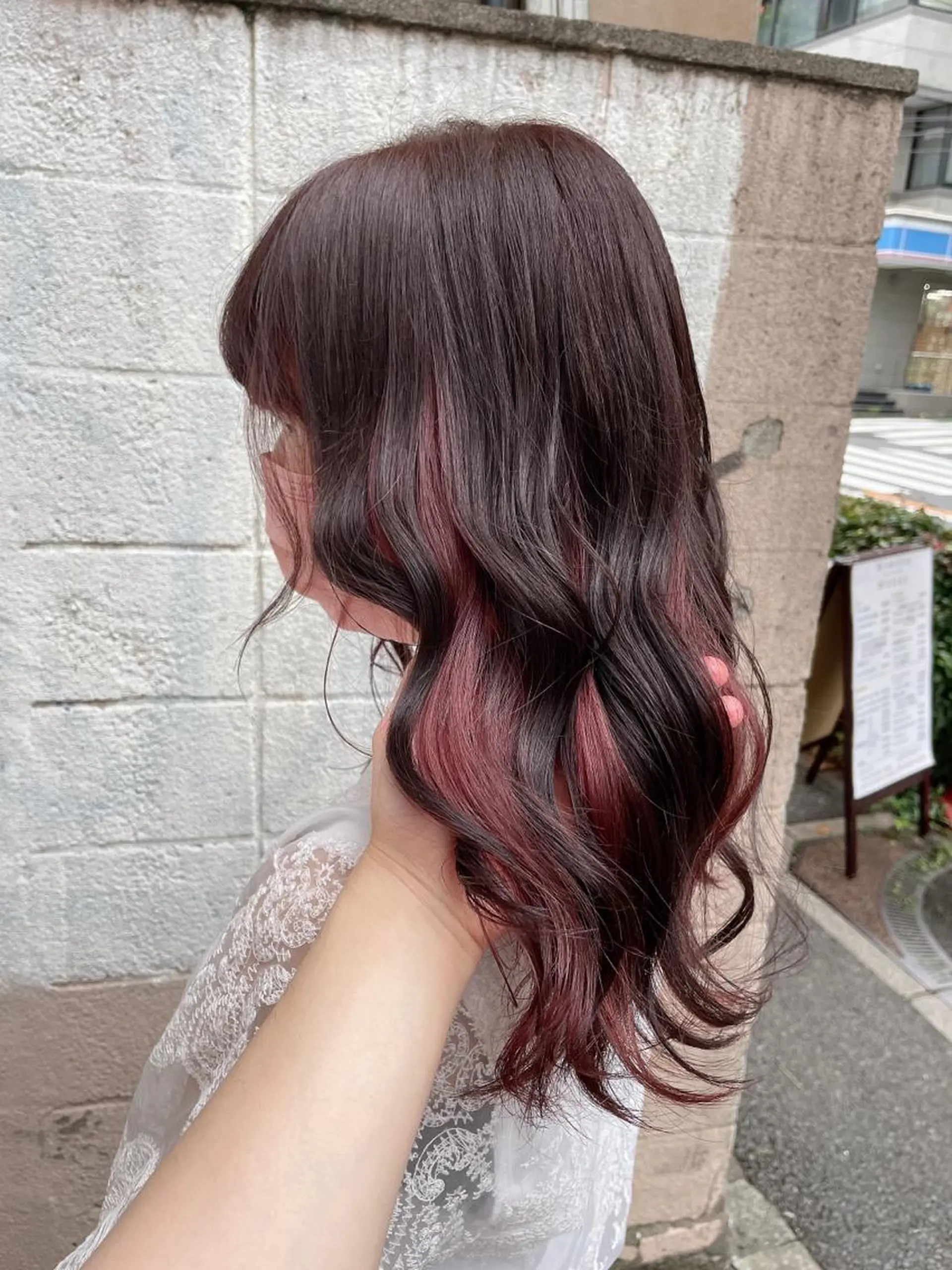 ロング カラー ピンクカラー ヘアカラー トリートメント ヘアアレンジ にいた　かづしげのヘアスタイル