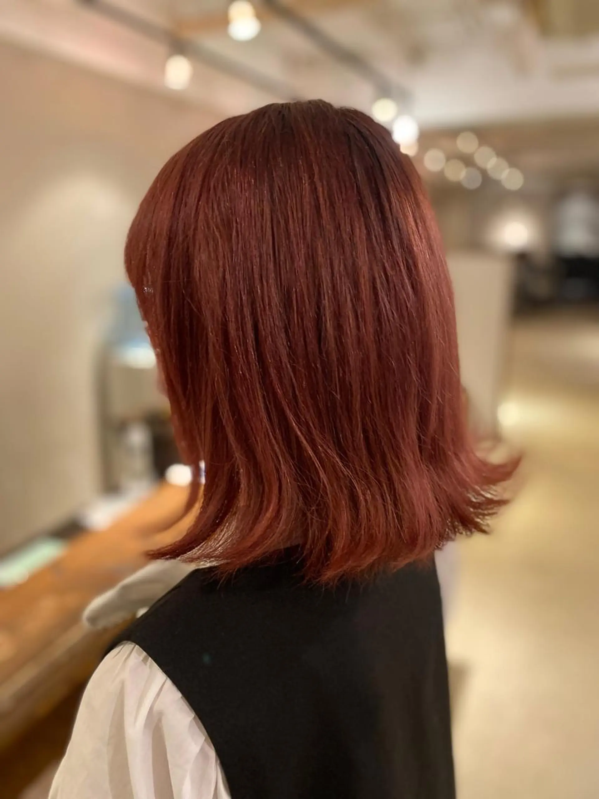 ミディアム カラー レッドカラー レイヤー/ボブパーマ /垢抜け/タクミのヘアスタイル