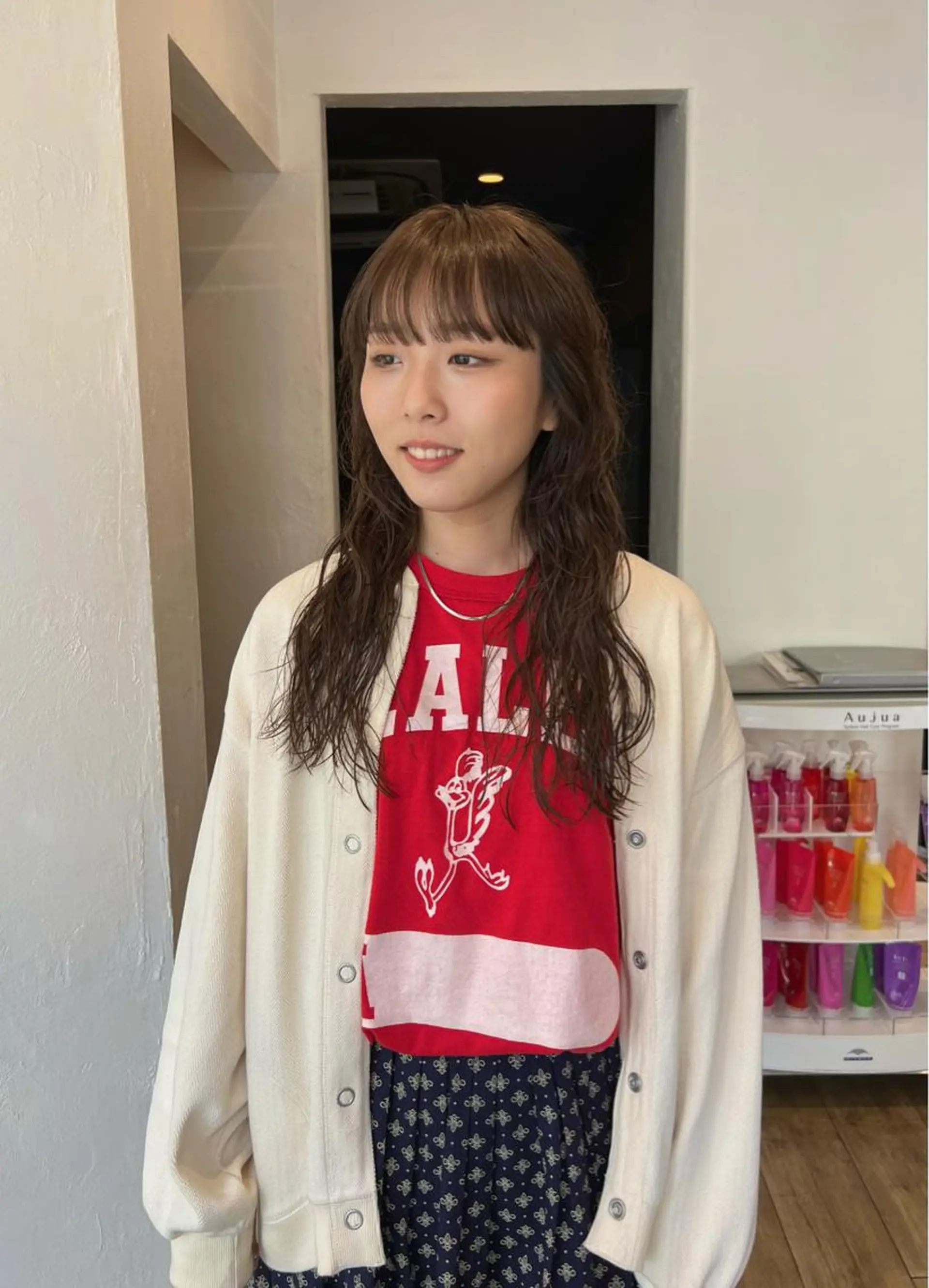 ロング カラー パーマ ベージュカラー ブリーチ ブリーチなしカラー ワイドバング カット ヘアカラー トリートメント 店長　ショート& パーマ　坂本のヘアスタイル