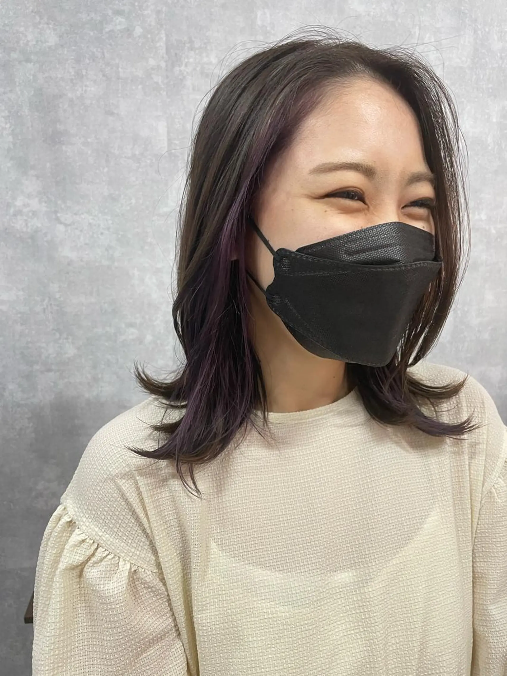 ミディアム 切りっぱなしボブ ショートボブ ミディアムパーマ アッシュ ミストバング カット ヘアカラー トリートメント C’LD hair  produce /シールドヘア所属・モテ髪/ボブ/ショー ト/アダチフウトのヘアスタイル