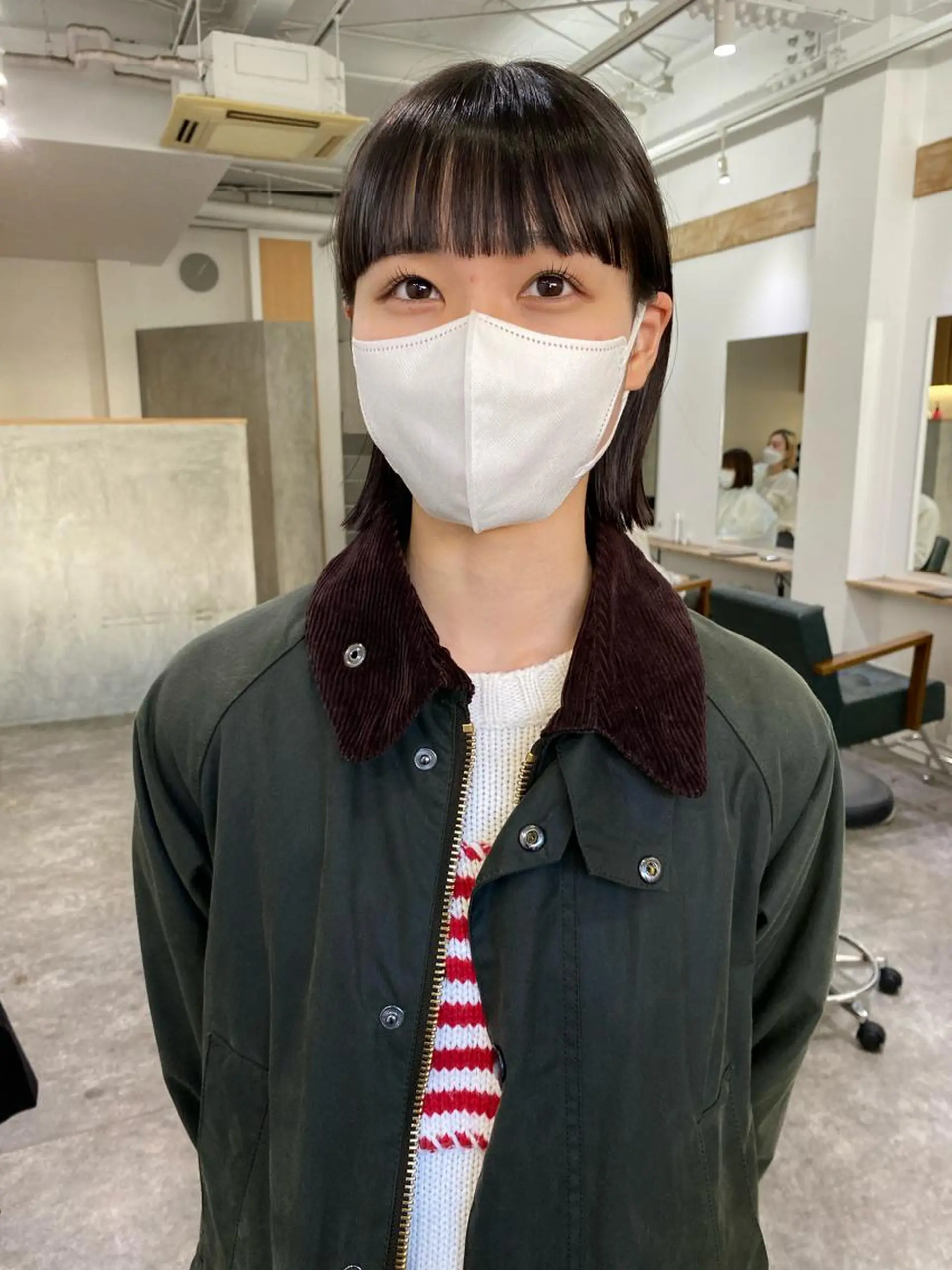 ショート ボブ ワイドバング カット 森貴裕/ベージュ/ パーマ/オリーブのヘアスタイル