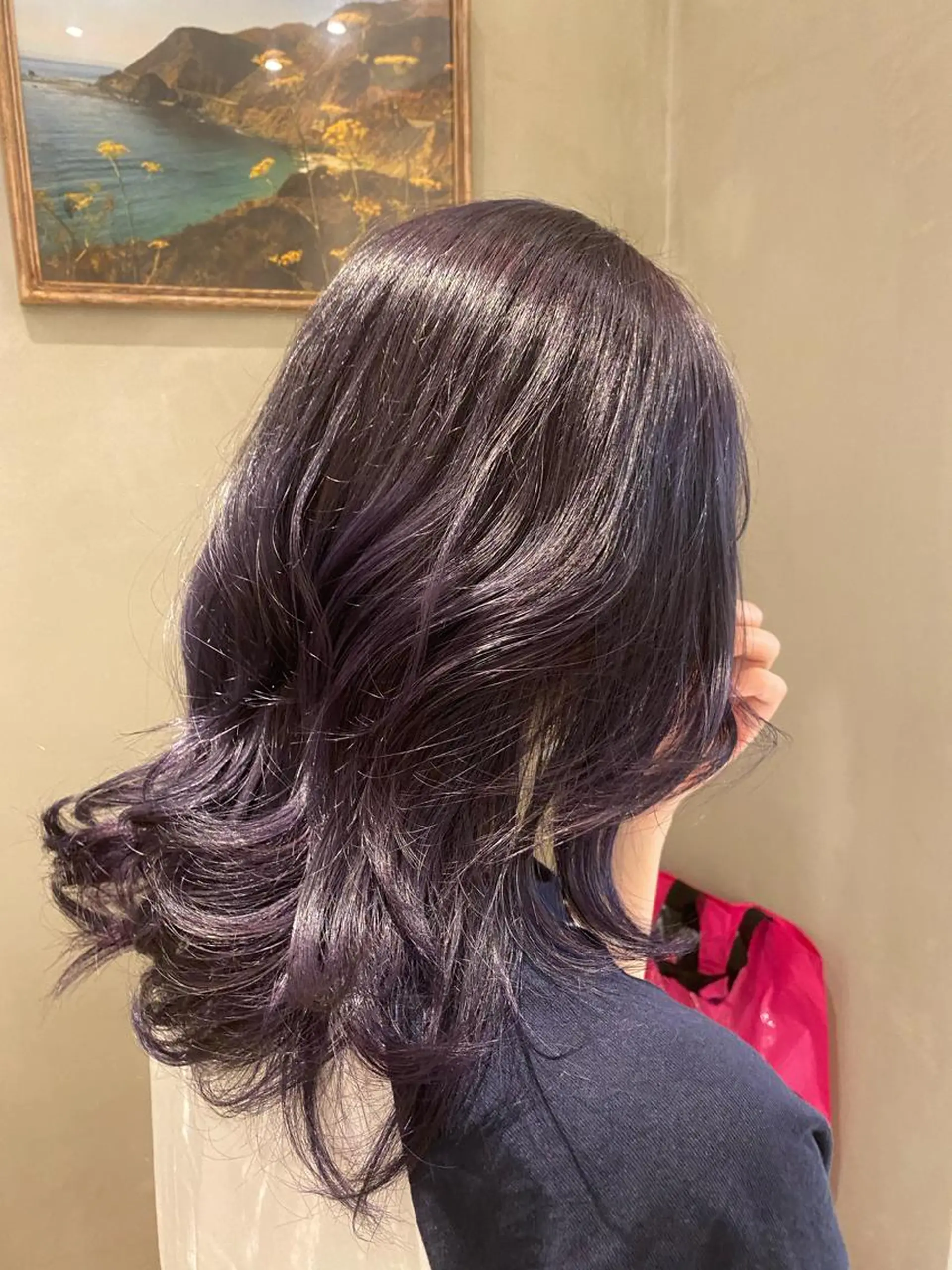 ミディアム パープルカラー カット ヘアカラー トリートメント 顔周りcut・ご相談 ＝新宿しずく🇰🇷のヘアスタイル