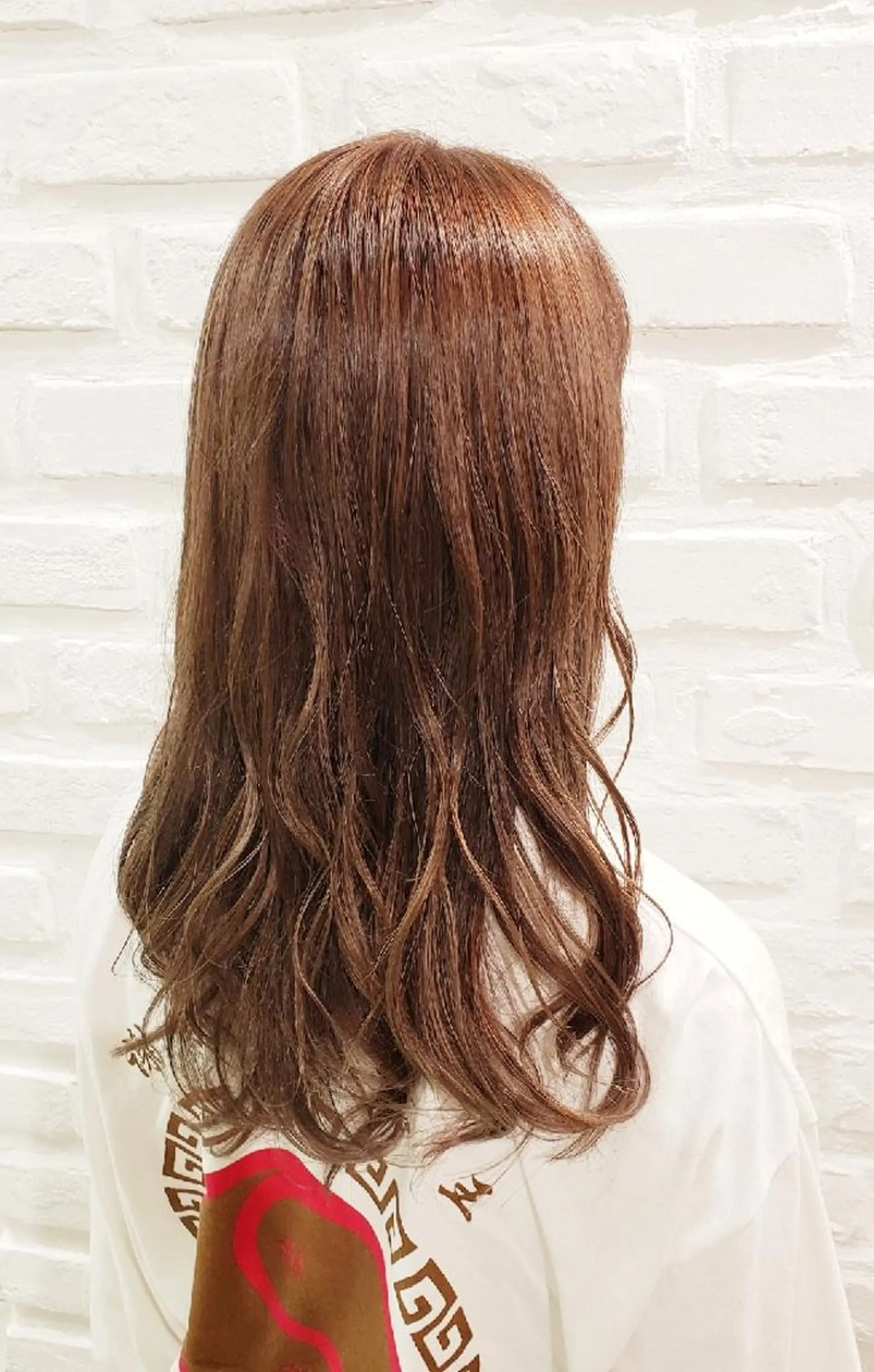 セミロング ハイライト 縮毛矯正 染野 匠のヘアスタイル