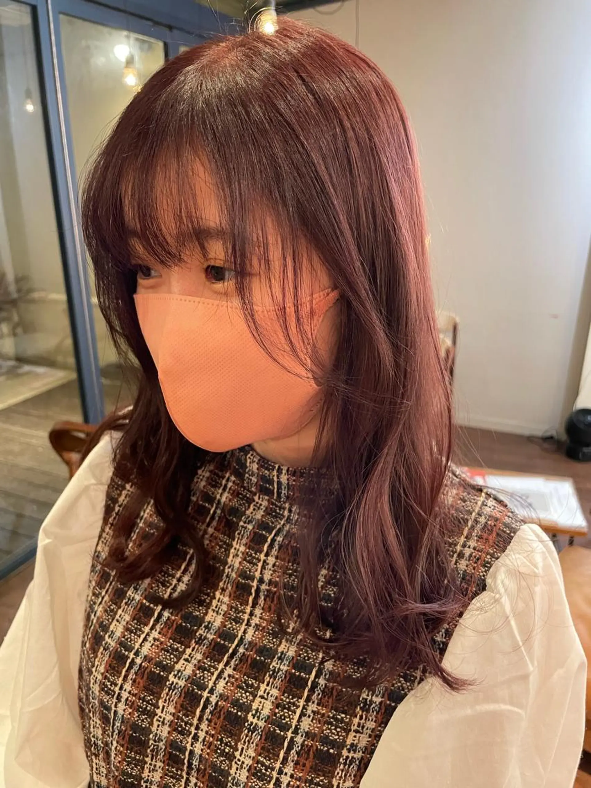 セミロング カラー ヘアアレンジ ピンクカラー kazane｜ 🪽艶感× hairのヘアスタイル