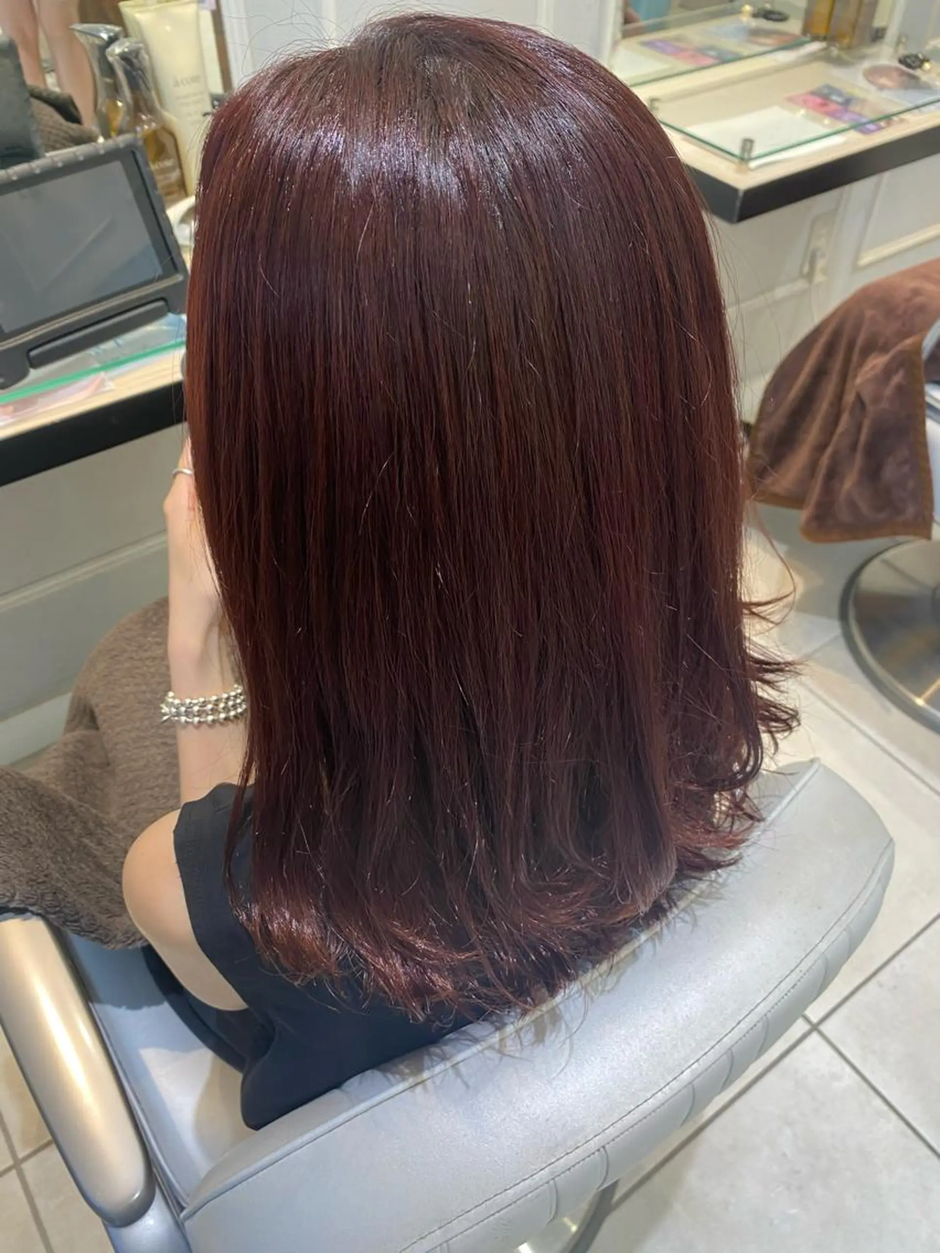 ミディアム ヘアカラー 韓国ヘア🍒渡辺 咲🍒のヘアスタイル