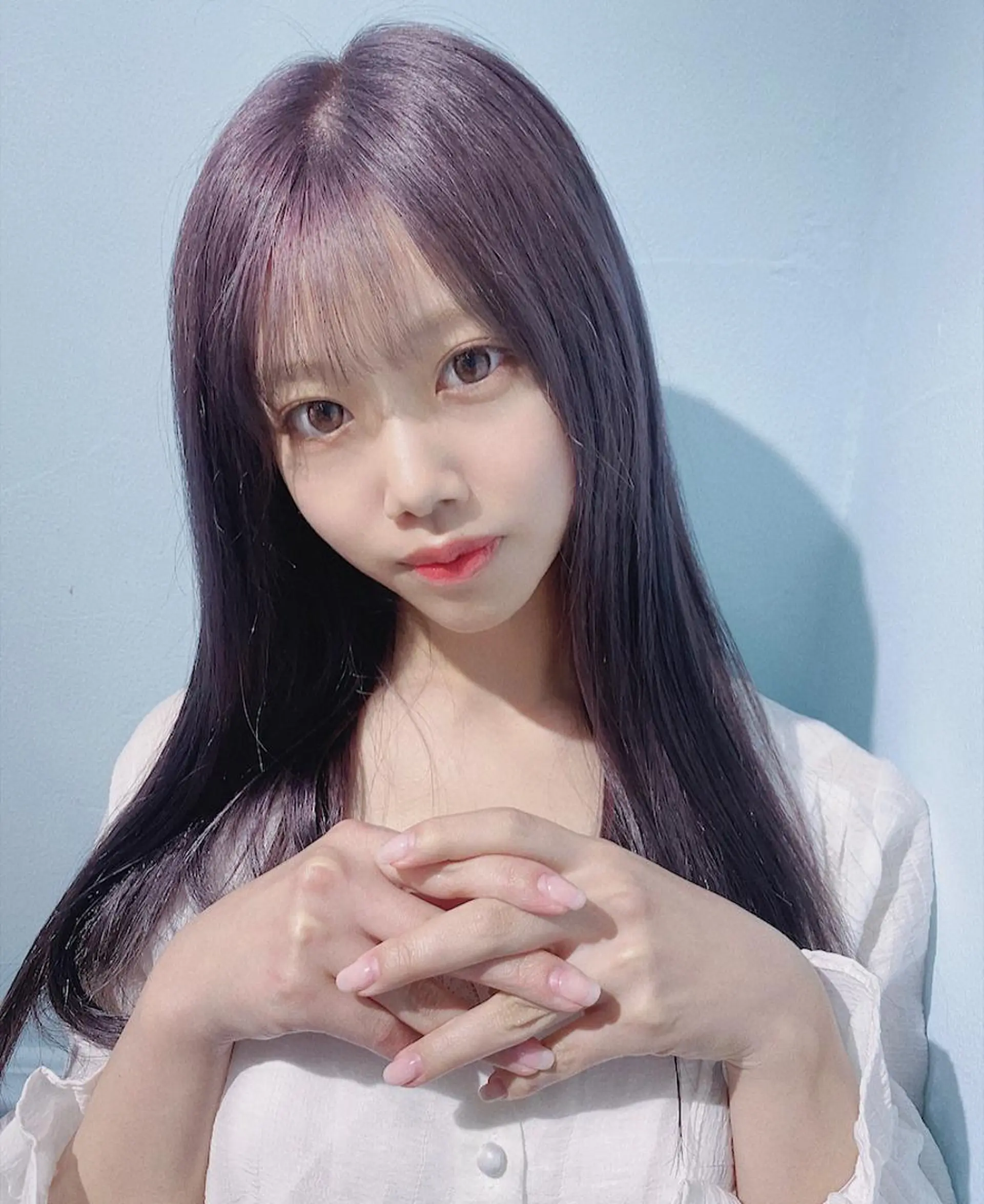 ロング カラー ヘアアレンジ 寒色アイドルカラー JUNOチナツのヘアスタイル