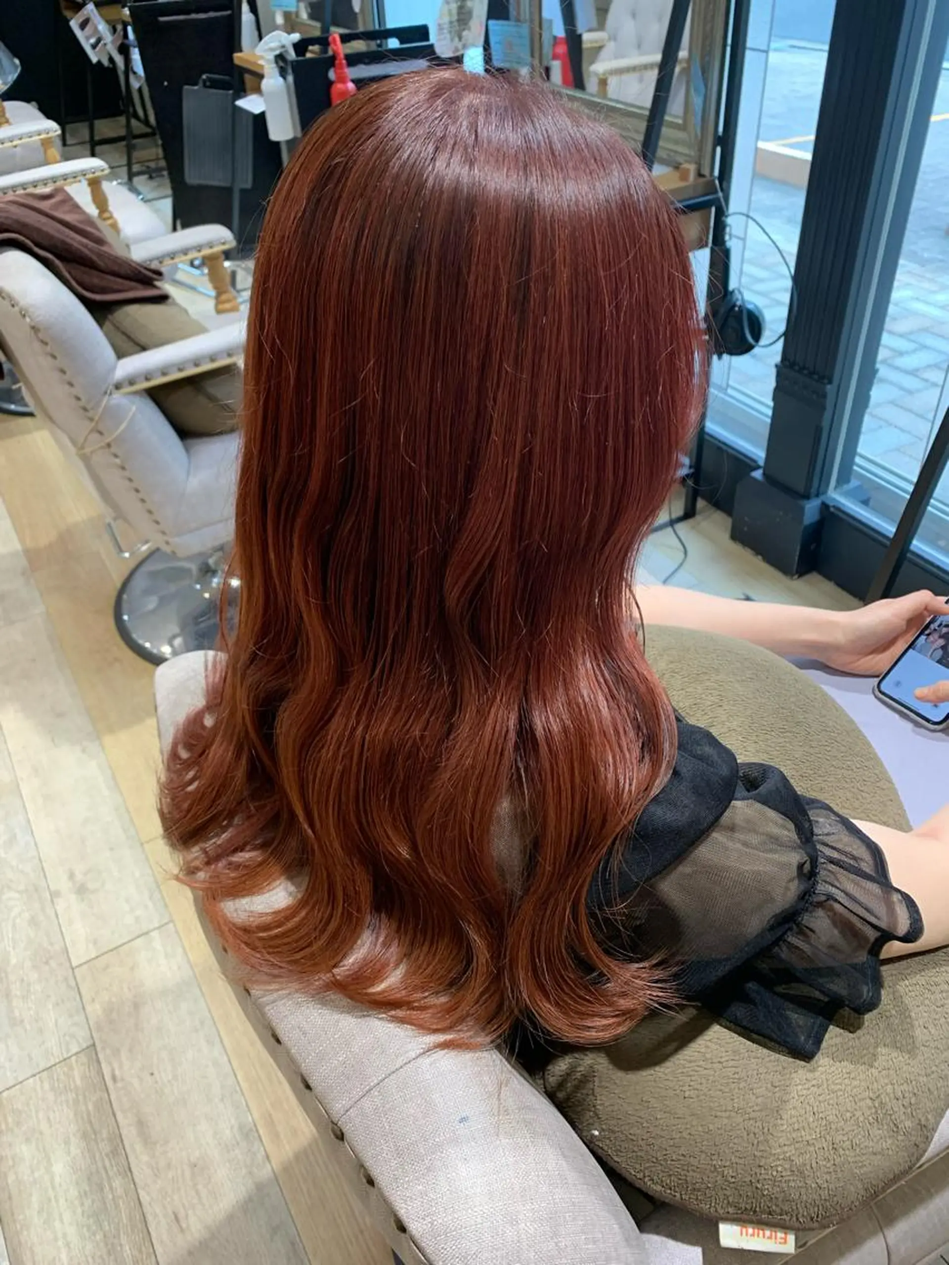 ロング カラー ベージュカラー ピンクカラー ピンクベージュ 上田 紗也のヘアスタイル