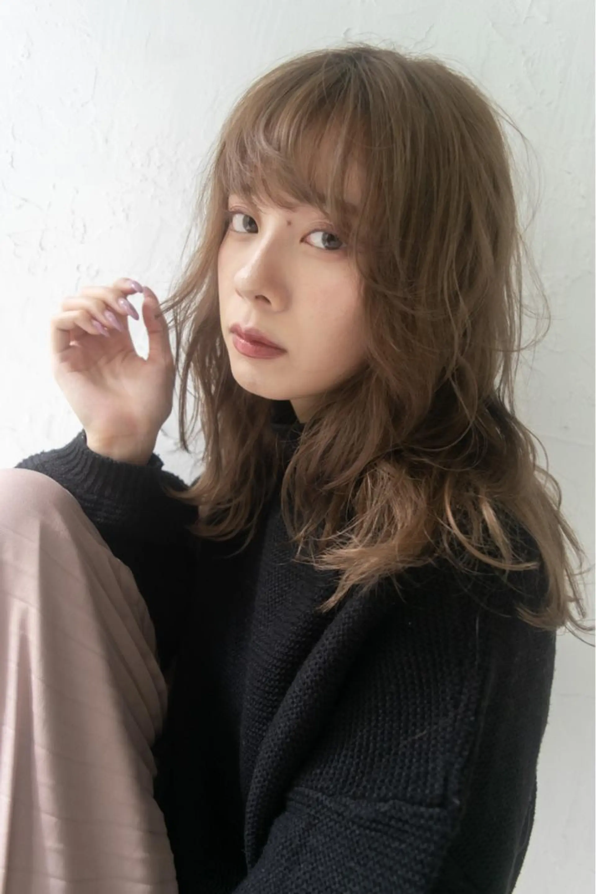 カラー ベージュカラー ミルクティーベージュ カット ハイトーンカラー RYUのヘアスタイル