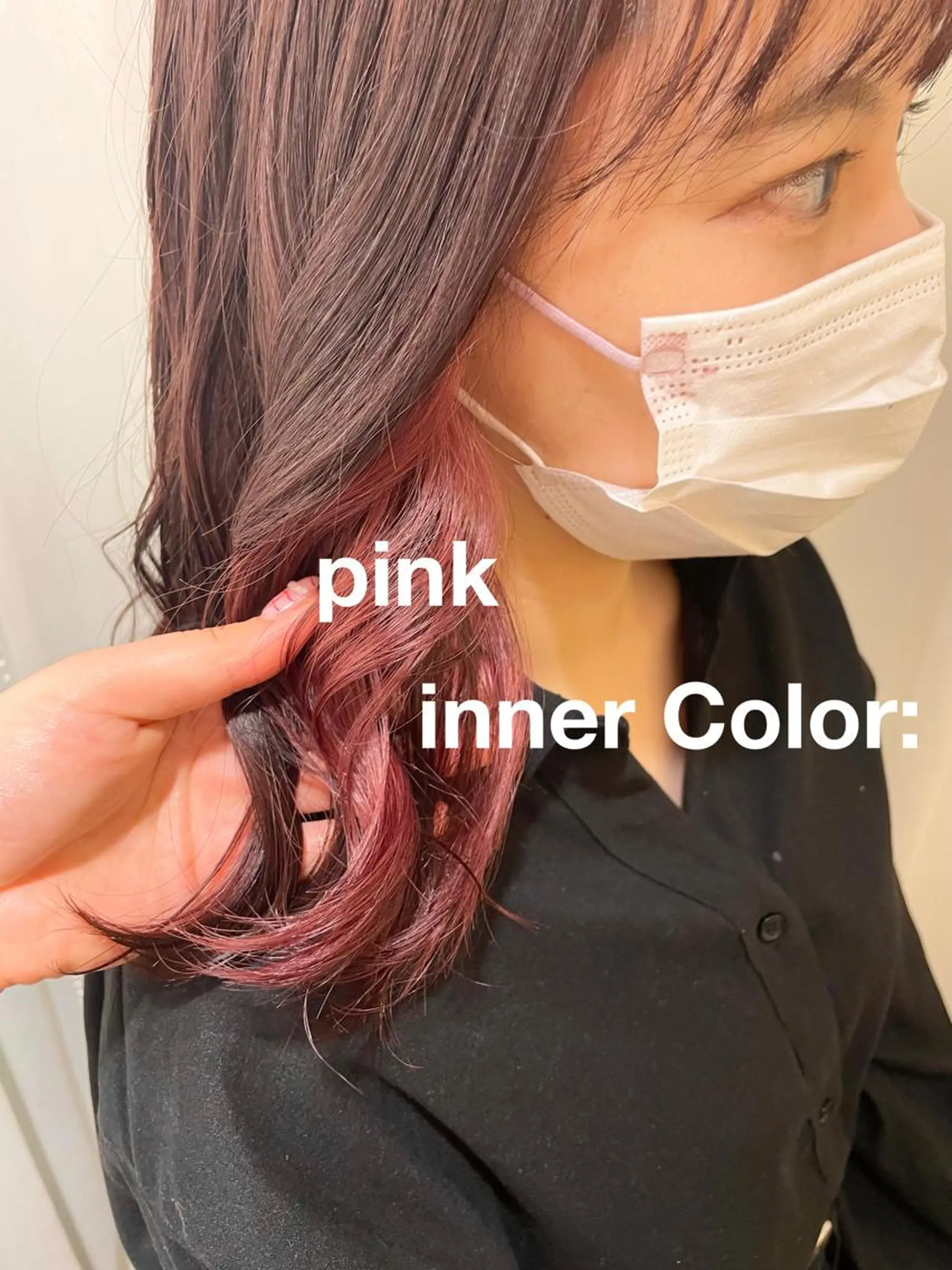 セミロング カラー ヘアアレンジ ブリーチ デザインカラー ハイライトカラー ハイトーンカラー インナーカラー ヘアカラー ハイトーンピンク🍑 ブリーチ🍑RINAのヘアスタイル
