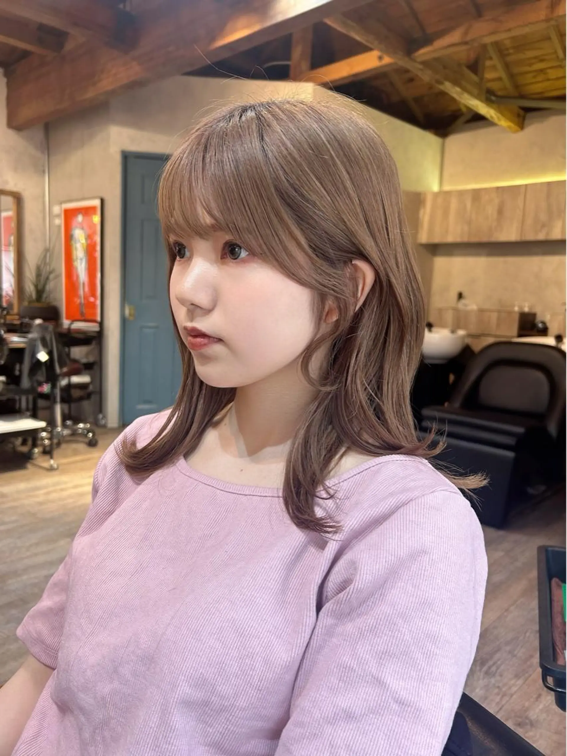 セミロング カラー ベージュカラー ブリーチ 透明感カラー グレージュ イルミナカラー カット ヘアカラー トリートメント 顔周りカット× 髪質改善【リョウ】のヘアスタイル