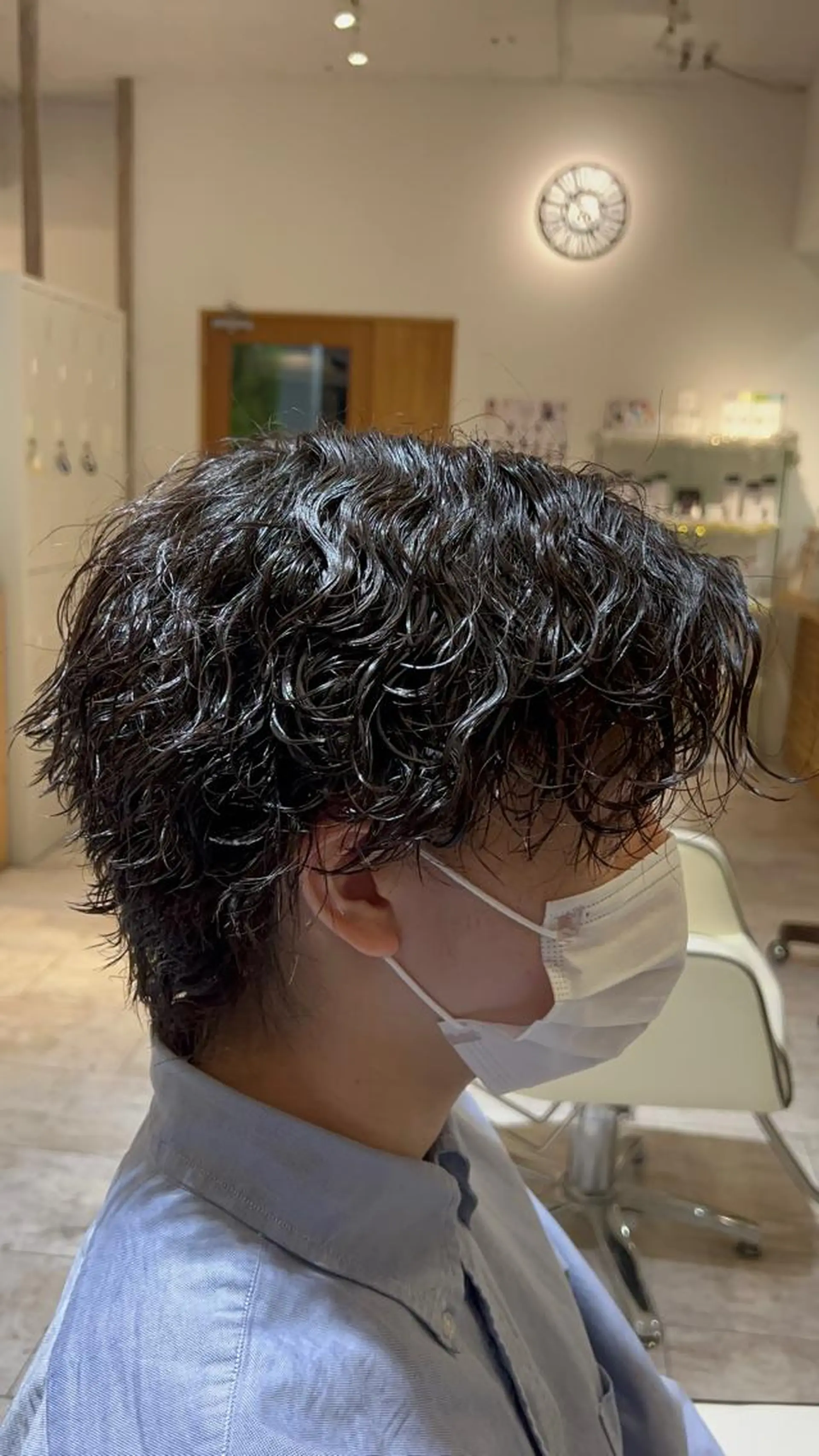 ショート パーマ メンズ 難波/メンズウルフ・ フェザーパーマ鶴田文のヘアスタイル