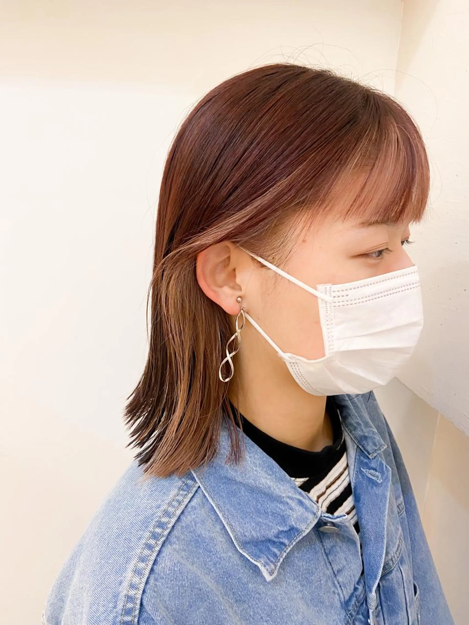 ミディアム カラー ベージュカラー レッドカラー 切りっぱなしロブ カット ヘアカラー トリートメント ✨カラー支持No.1 🧸ワキ カナコ🧸のヘアスタイル