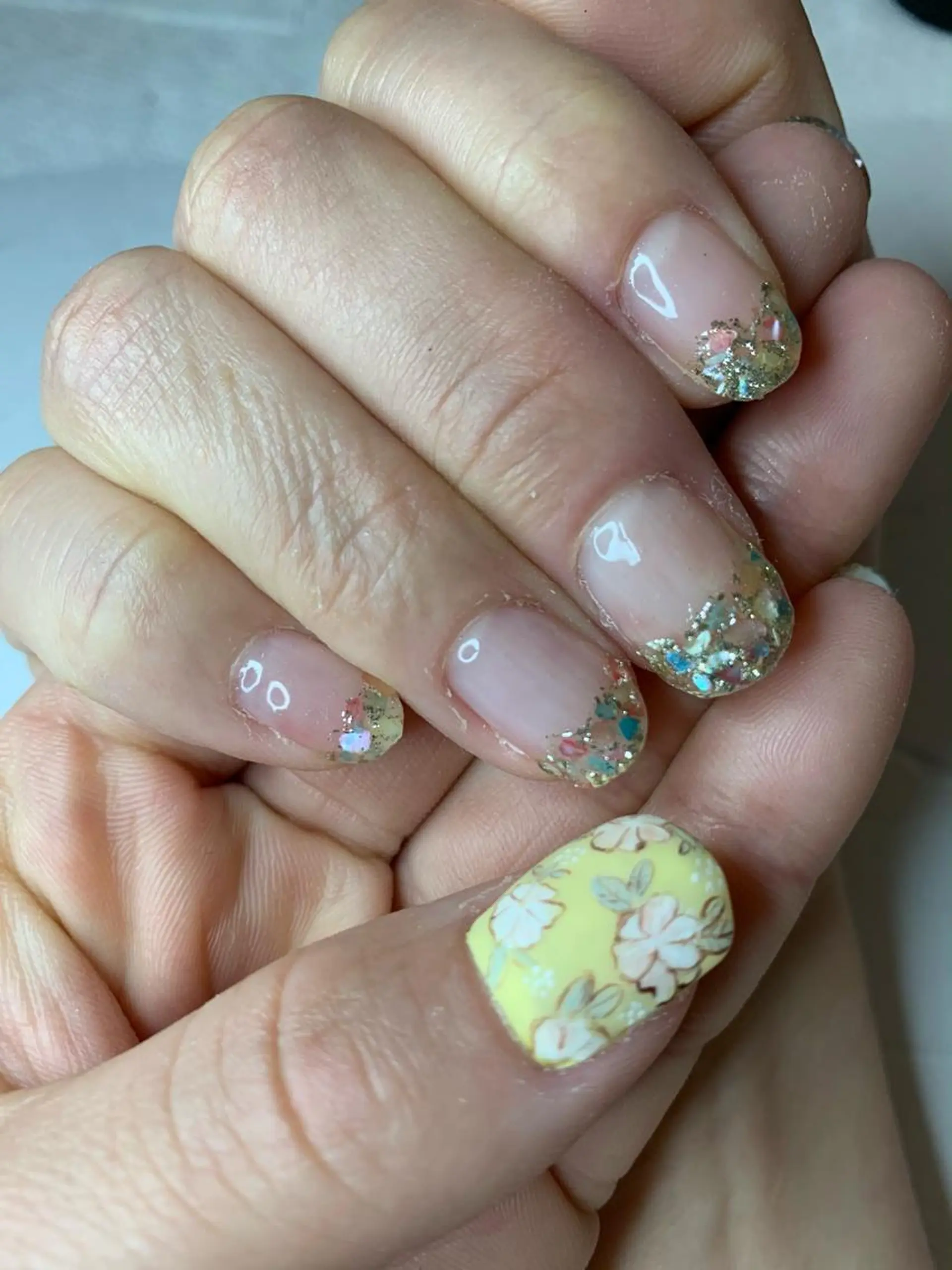 ネイル アートネイル ガーリー ゴールド 黄色 noheanail YONEDAのネイルデザイン
