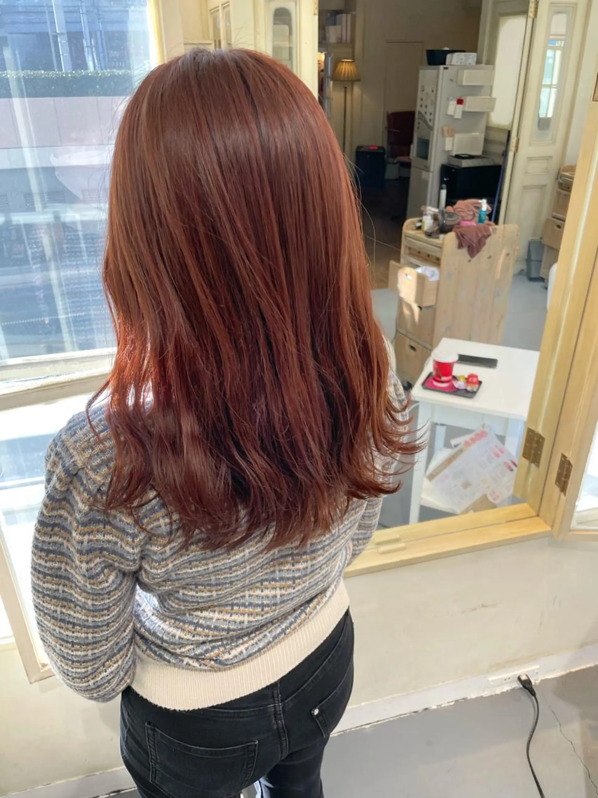 ミディアム カラー ヘアカラー ぱつっとボブ 古家 佑真のヘアスタイル