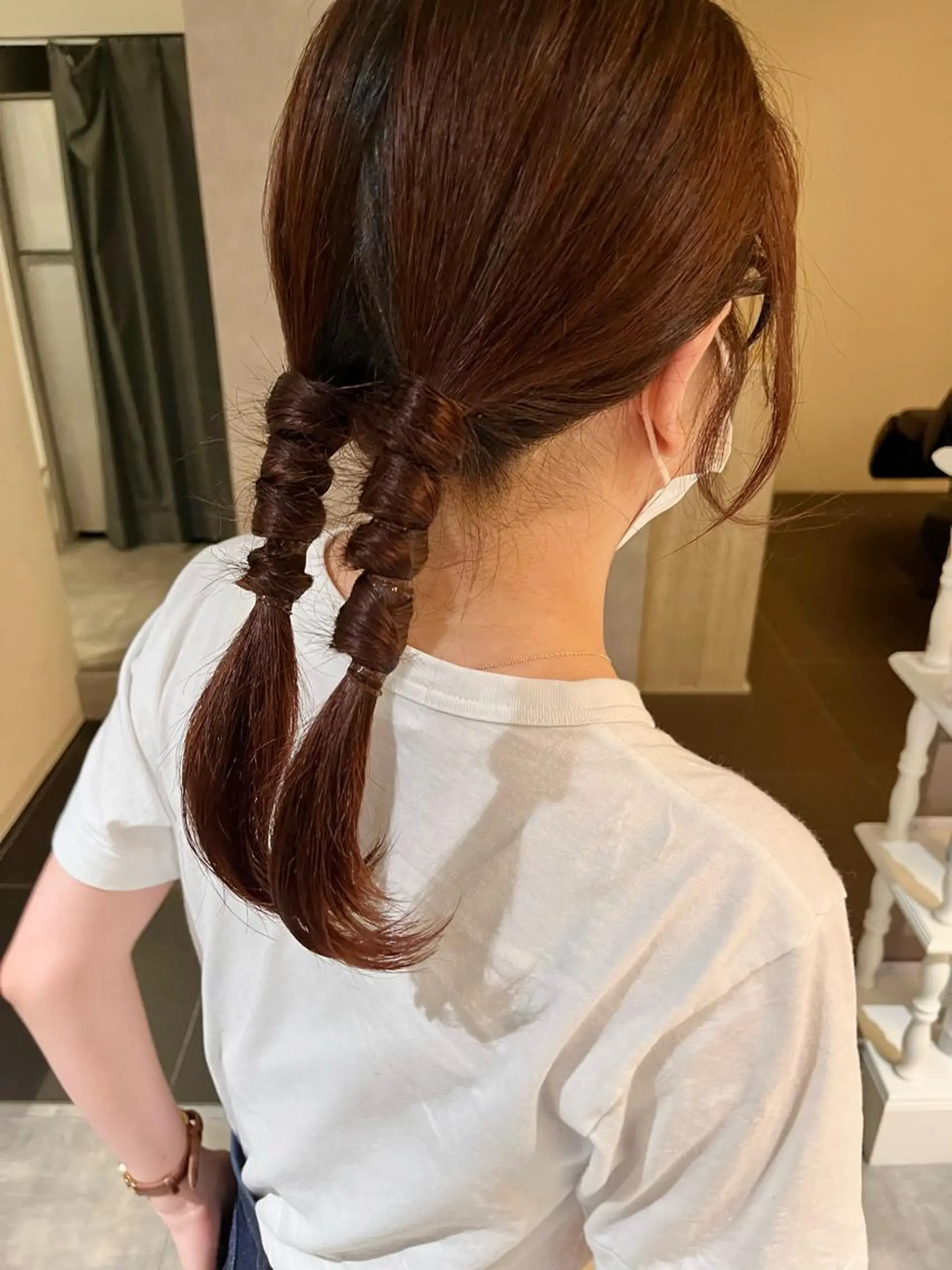 ミディアム カラー ヘアアレンジ オレンジ カット ヘアカラー 桃果 momokaのヘアスタイル