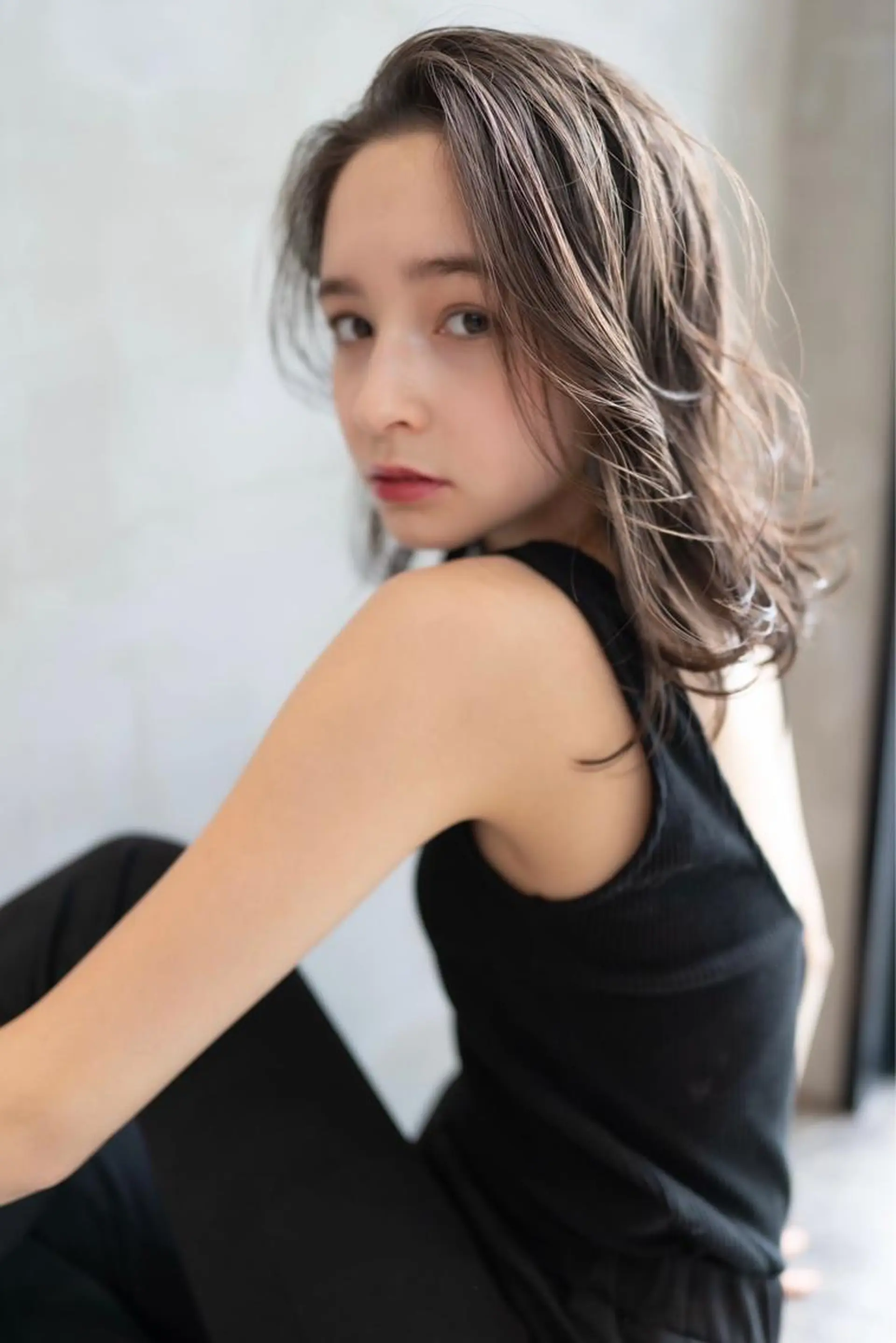 ミディアム カット ヘアカラー トリートメント 顔周りcut・ご相談 ＝新宿しずく🇰🇷のヘアスタイル
