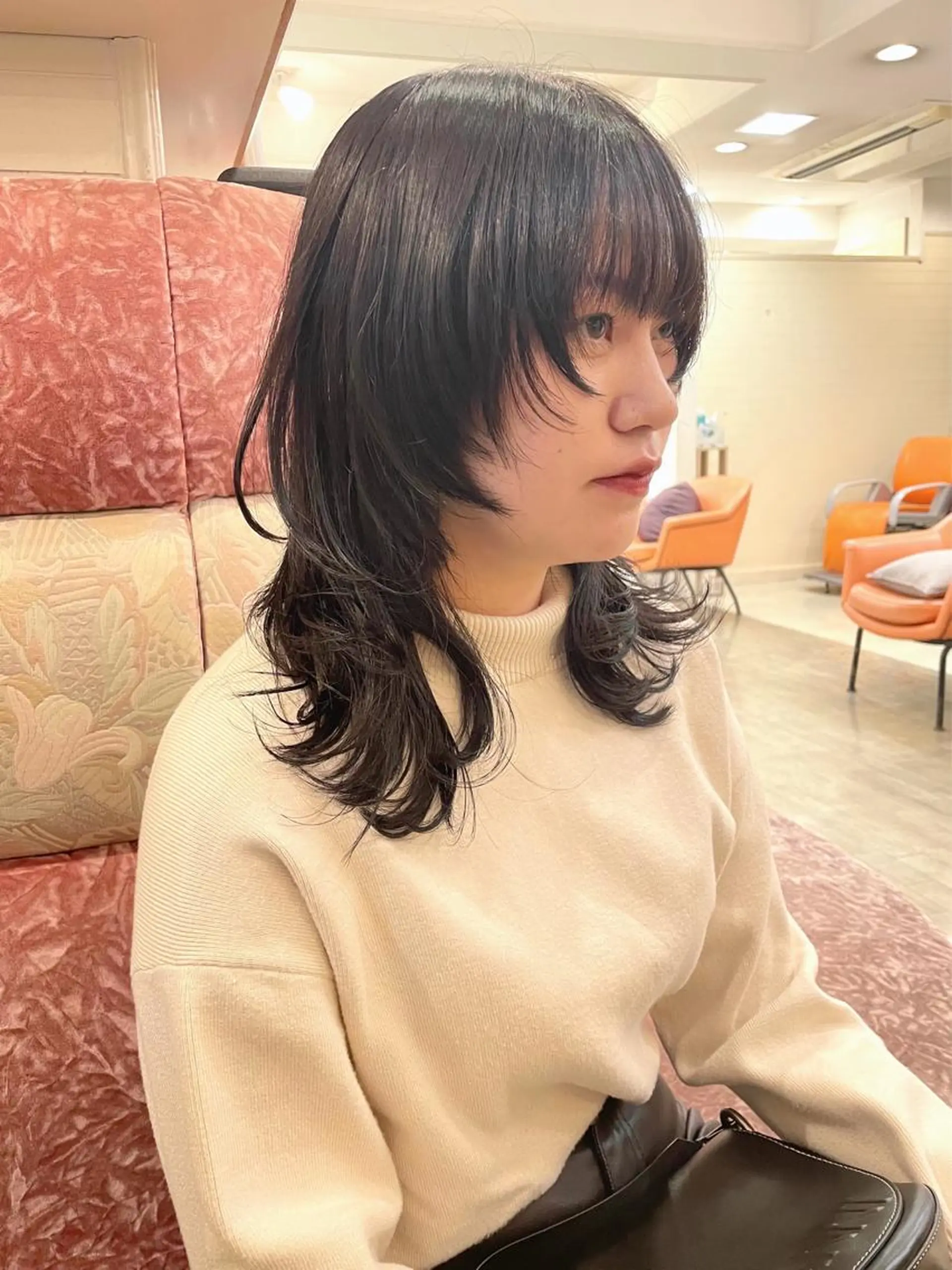 セミロング 顔まわりレイヤー 顔周りカット レイヤーカット ウルフカット カット 🐺高椋 海/ウルフ/レイヤーのヘアスタイル