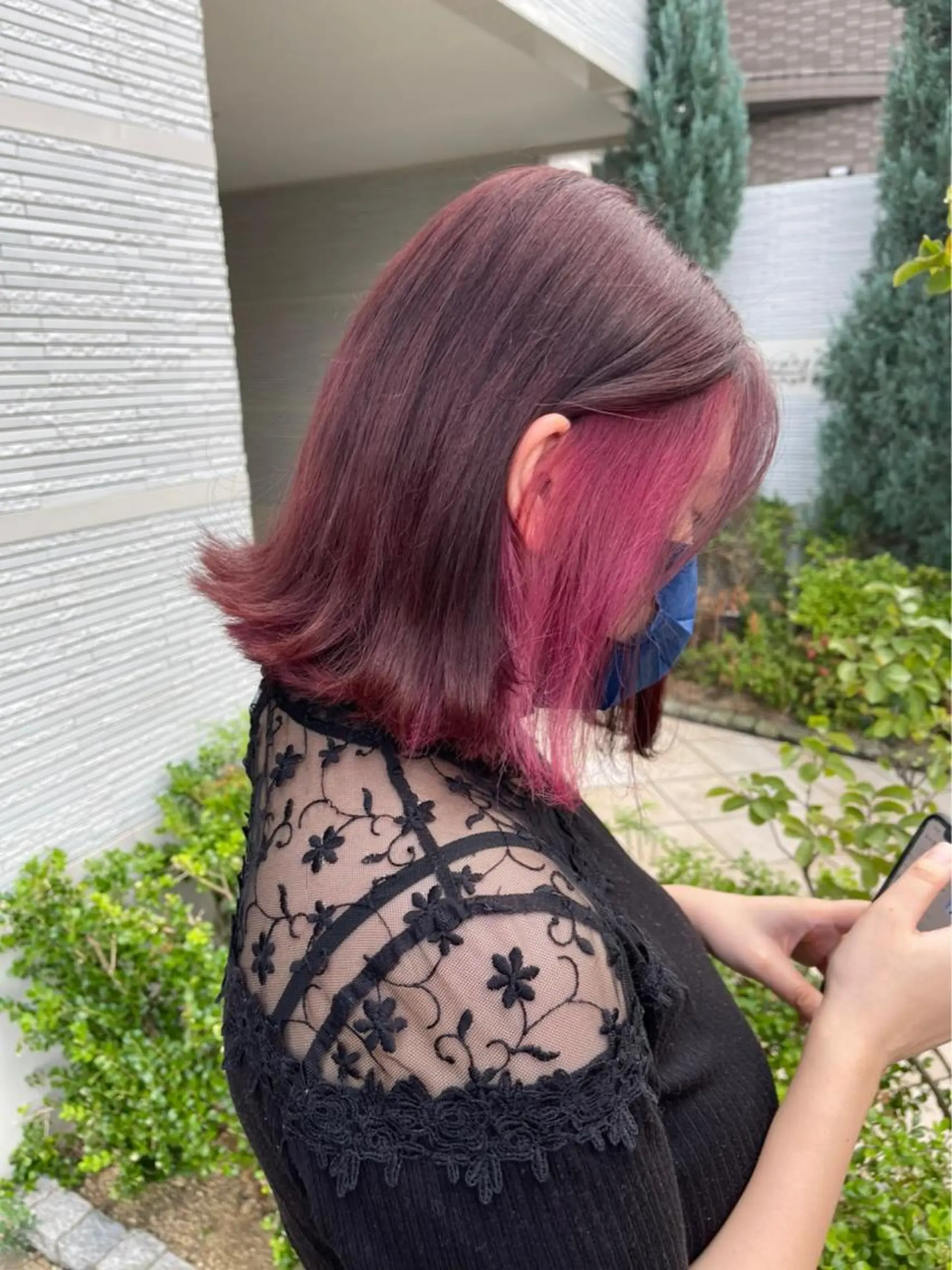 ミディアム カラー ピンクカラー ローズカラー カット ヘアカラー トリートメント 上田 紗也のヘアスタイル