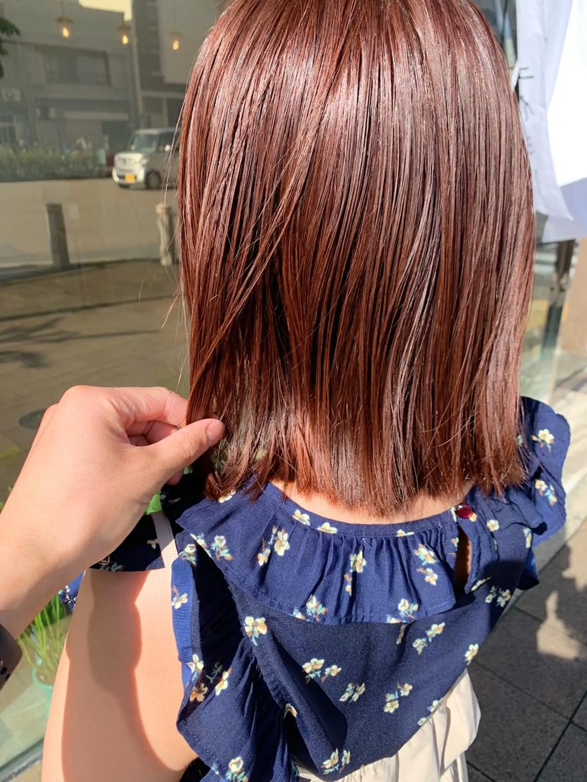 ミディアム カラー オレンジ ピンクカラー ボブ カット ヘアカラー トリートメント SALOWIN 名古屋所属・レイヤー/ボブ/ パーマ/丹羽舜太のヘアスタイル