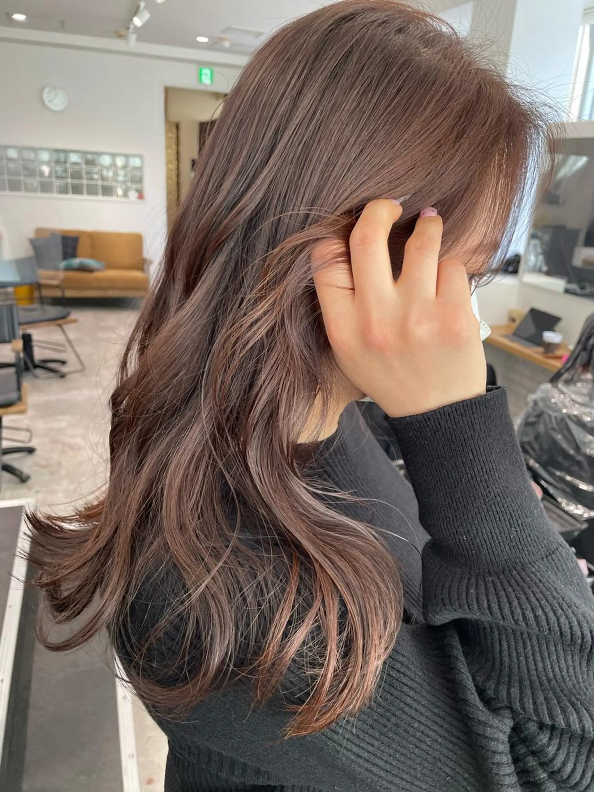 ロング カラー ベージュカラー ピンクカラー ピンクベージュ 京都美容師 塩のヘアスタイル