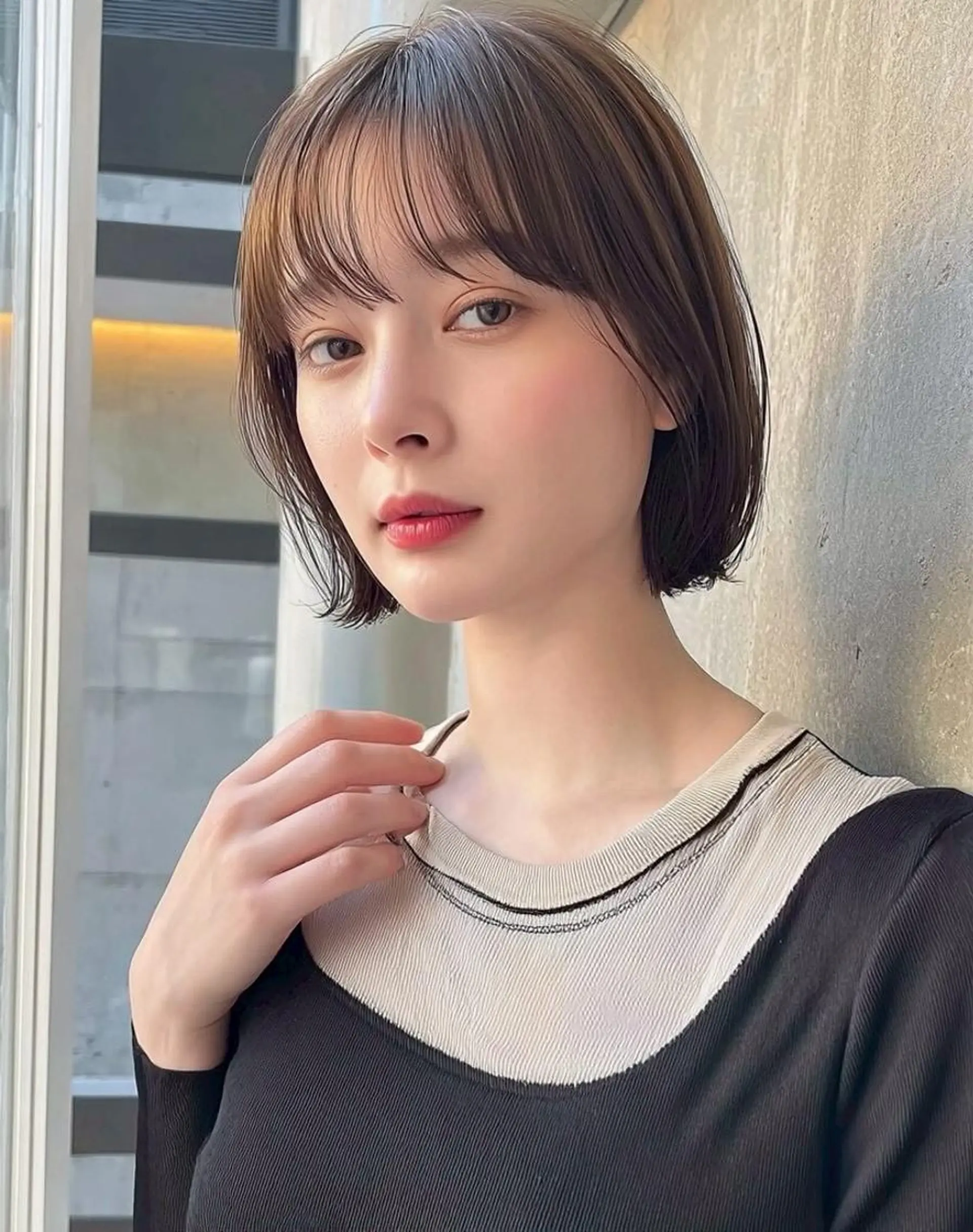 ミディアム 切りっぱなしボブ ショートボブ ボブ 髪質改善 縮毛矯正 ✨髪質改善ストレート ✨/ミヤビのヘアスタイル