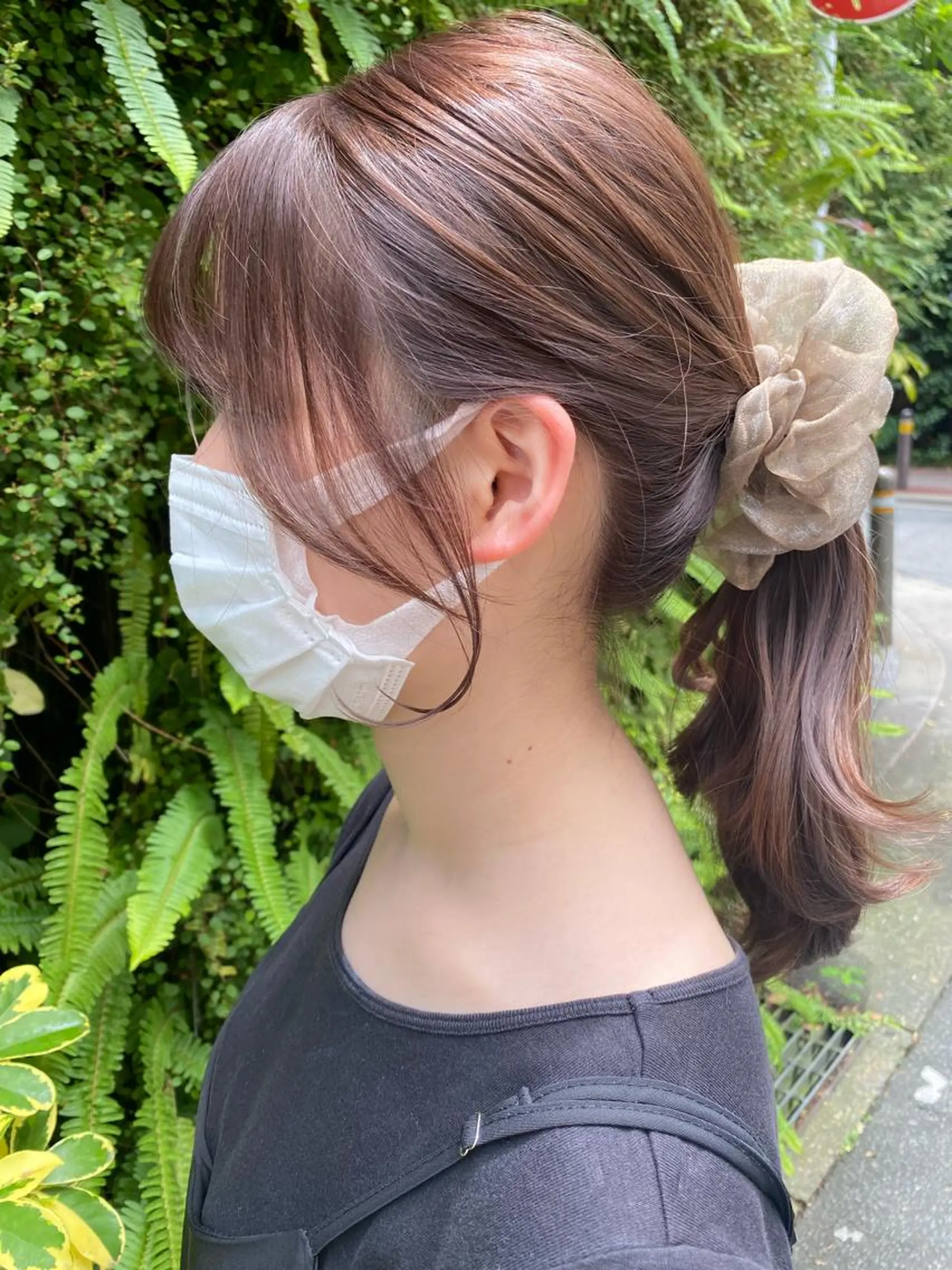 ミディアム 韓国ヘア顔周りカット 艶髪ベージュtamaのヘアスタイル