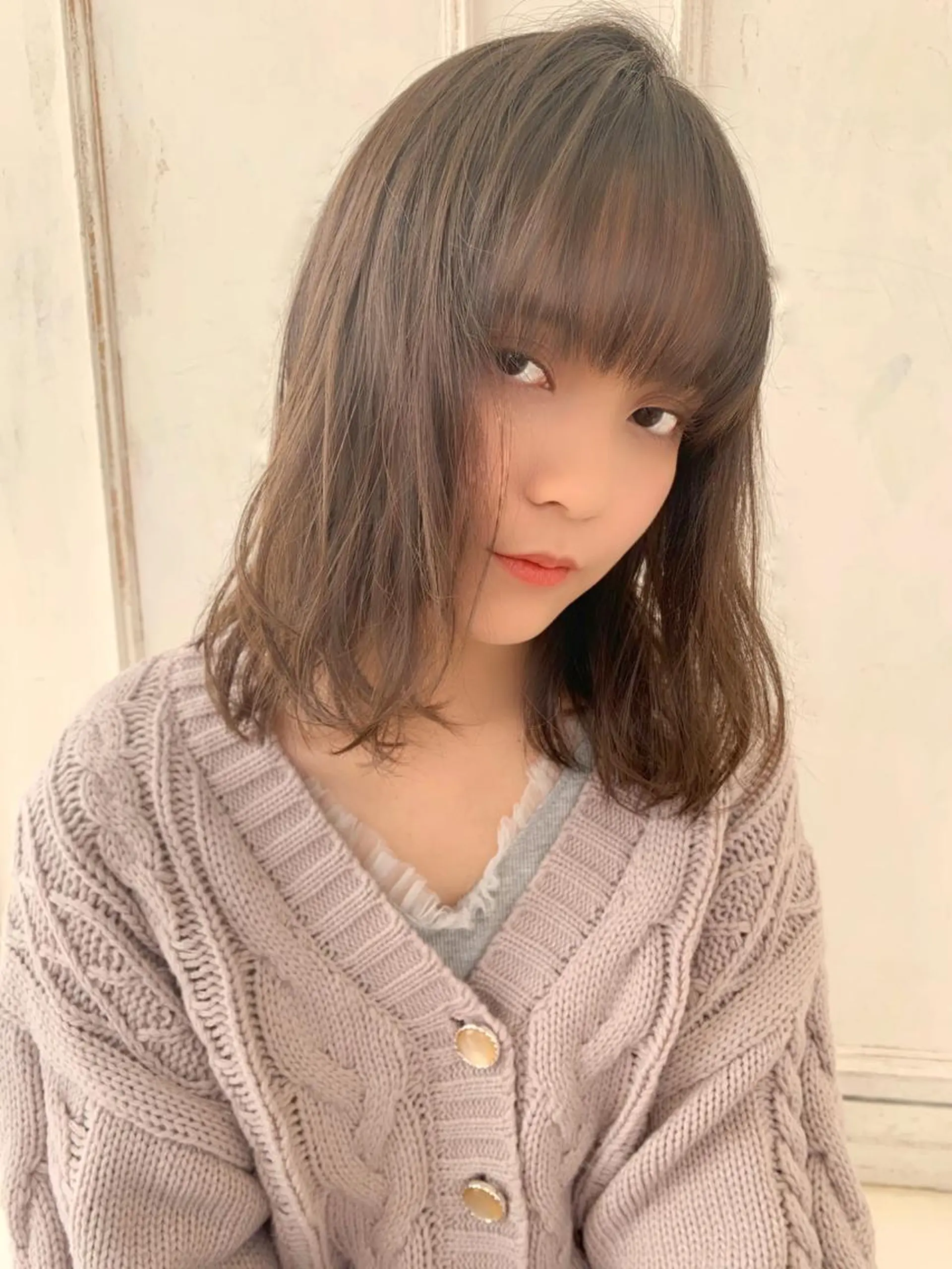 セミロング カラー レイヤーカット カット ヘアカラー トリートメント 藤間 帆乃夏（とうまほのかのヘアスタイル