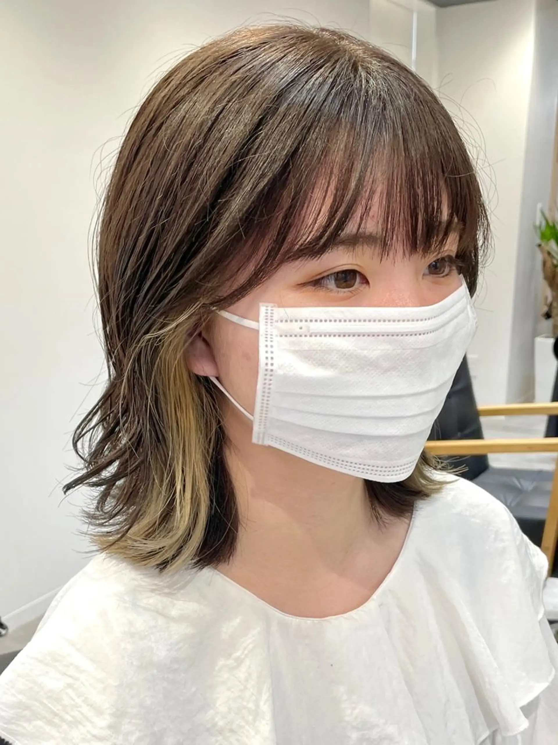 カラー ヘアカラー トリートメント ハイトーンイヤリング カラー清水隆央のヘアスタイル