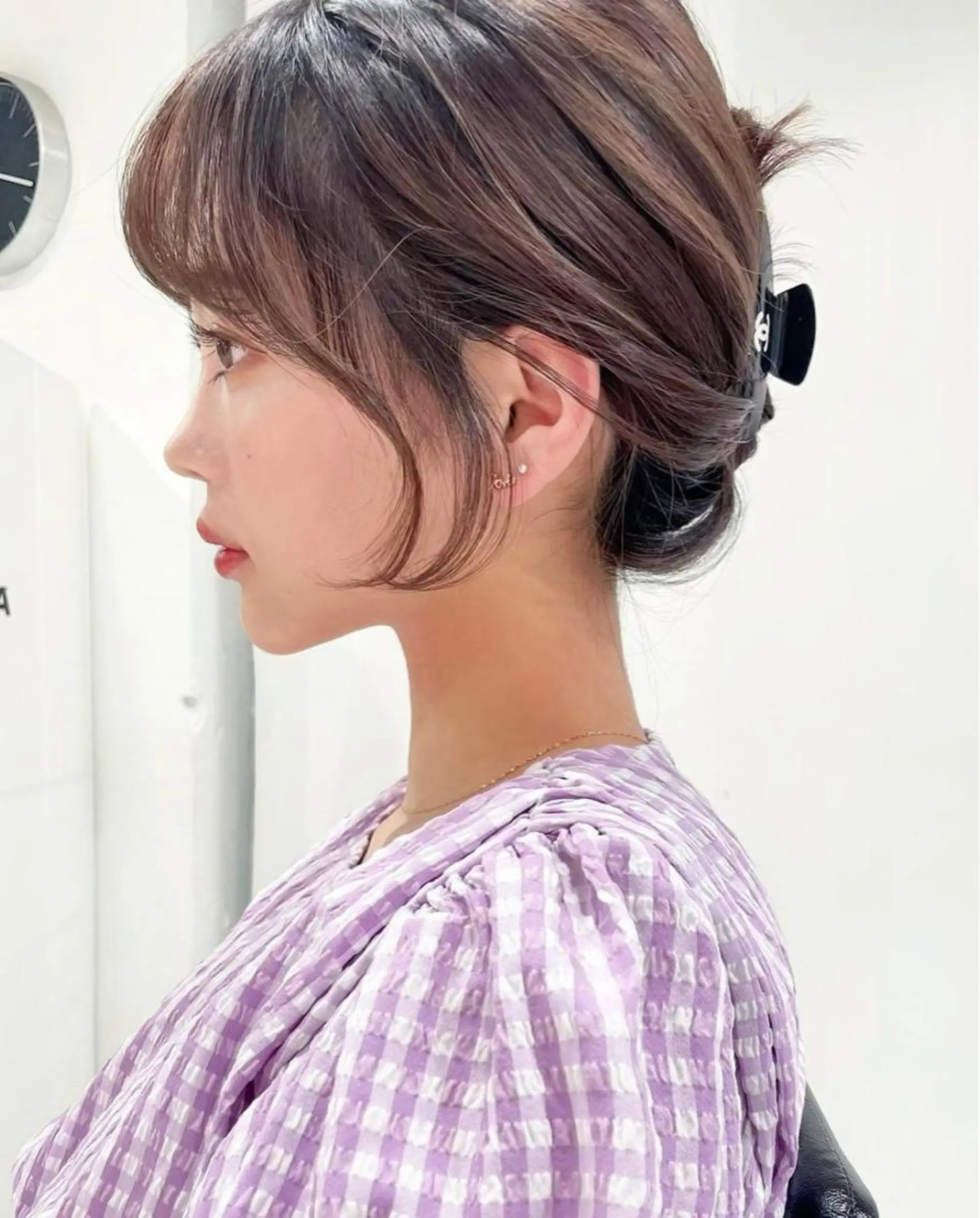 ミディアム カラー くびれヘア シースルーバング 小顔カット 韓国ハッシュカット/ 新宿/髪質改善/岡崎のヘアスタイル