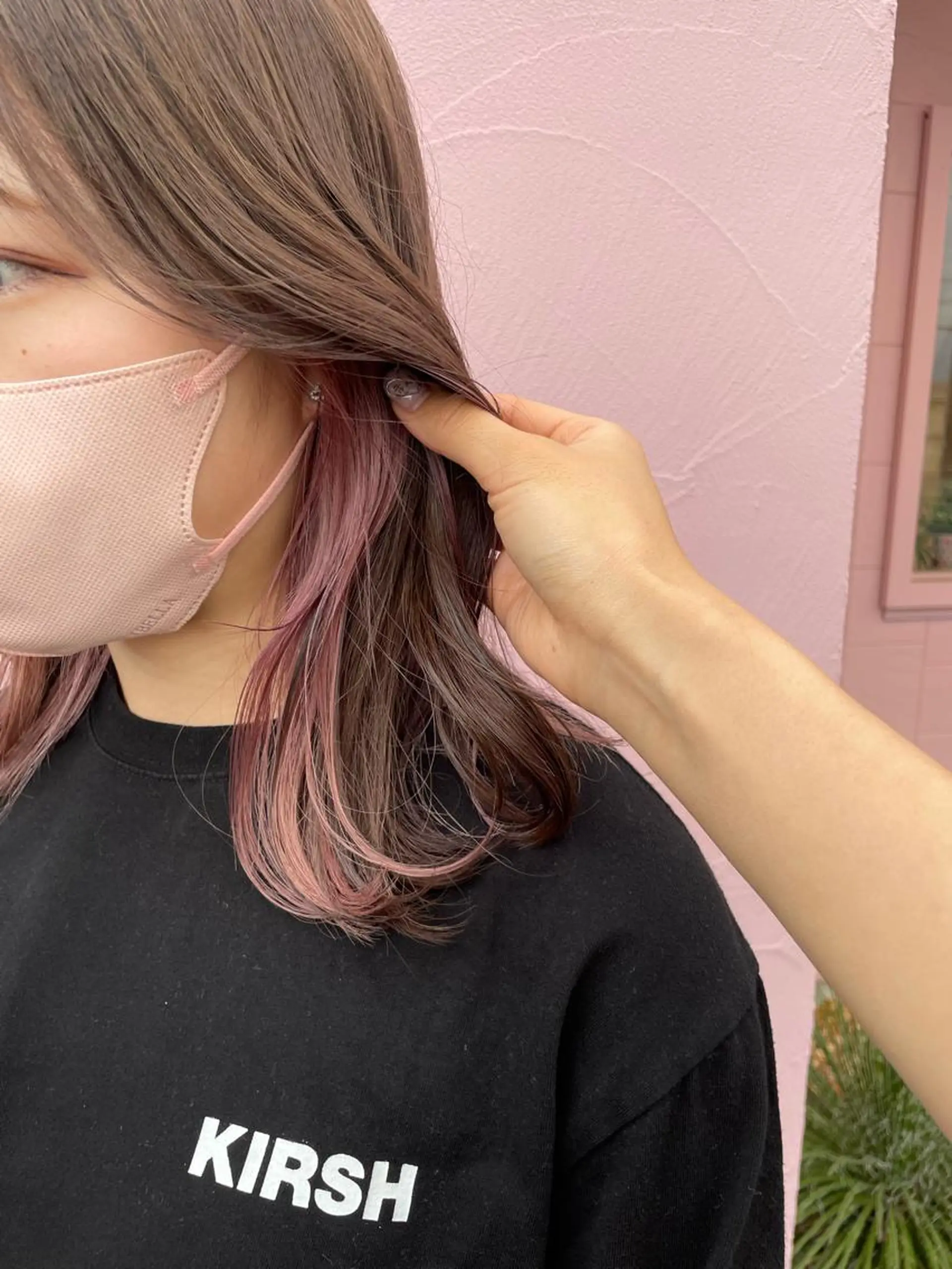 セミロング カラー バレイヤージュ ブリーチ ケアブリーチ 透明感カラー デザインカラー ヘアカラー ひなた 艶カラー/渋谷のヘアスタイル