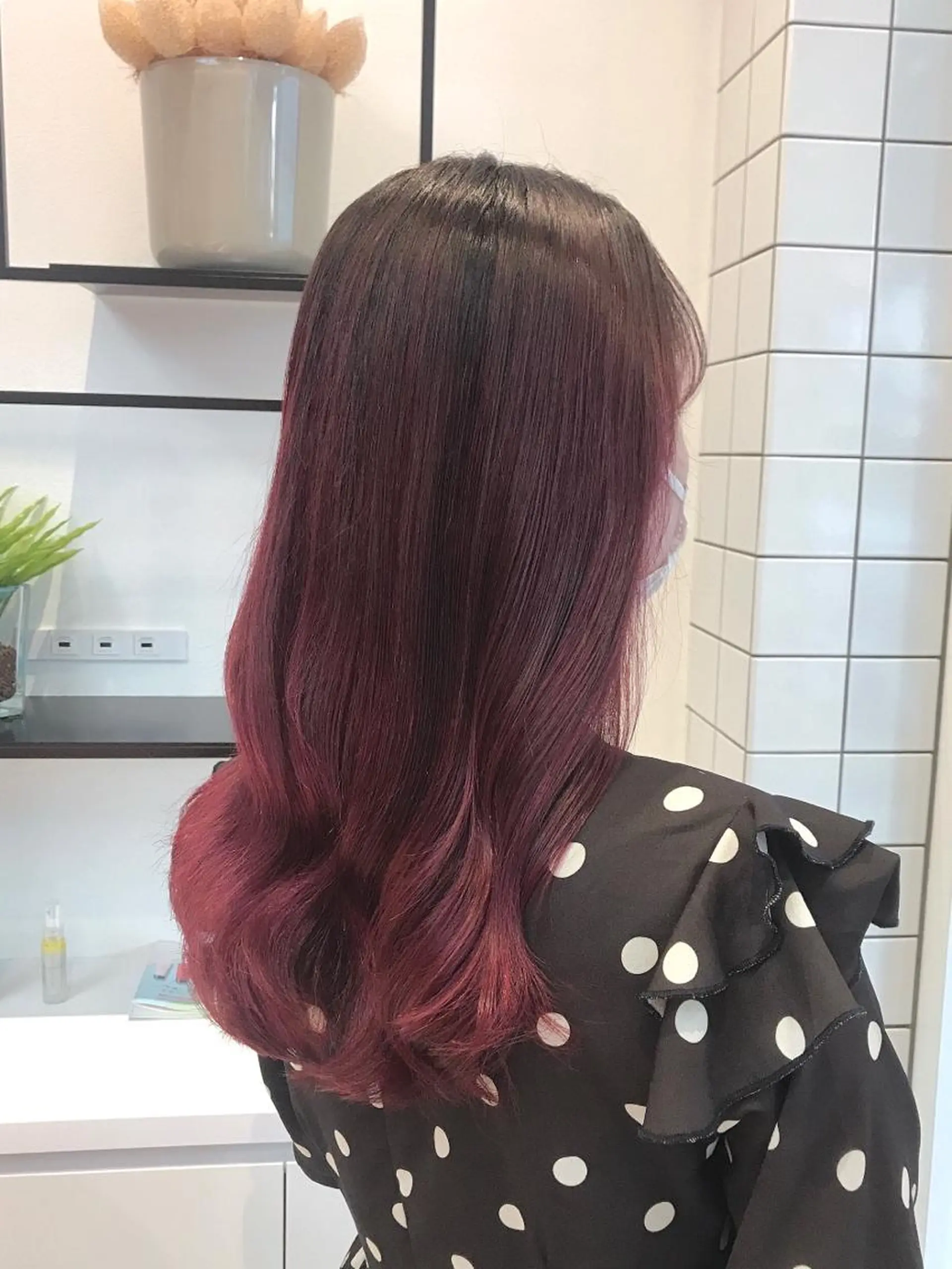 セミロング カラー ピンクカラー 髙橋 かすみのヘアスタイル