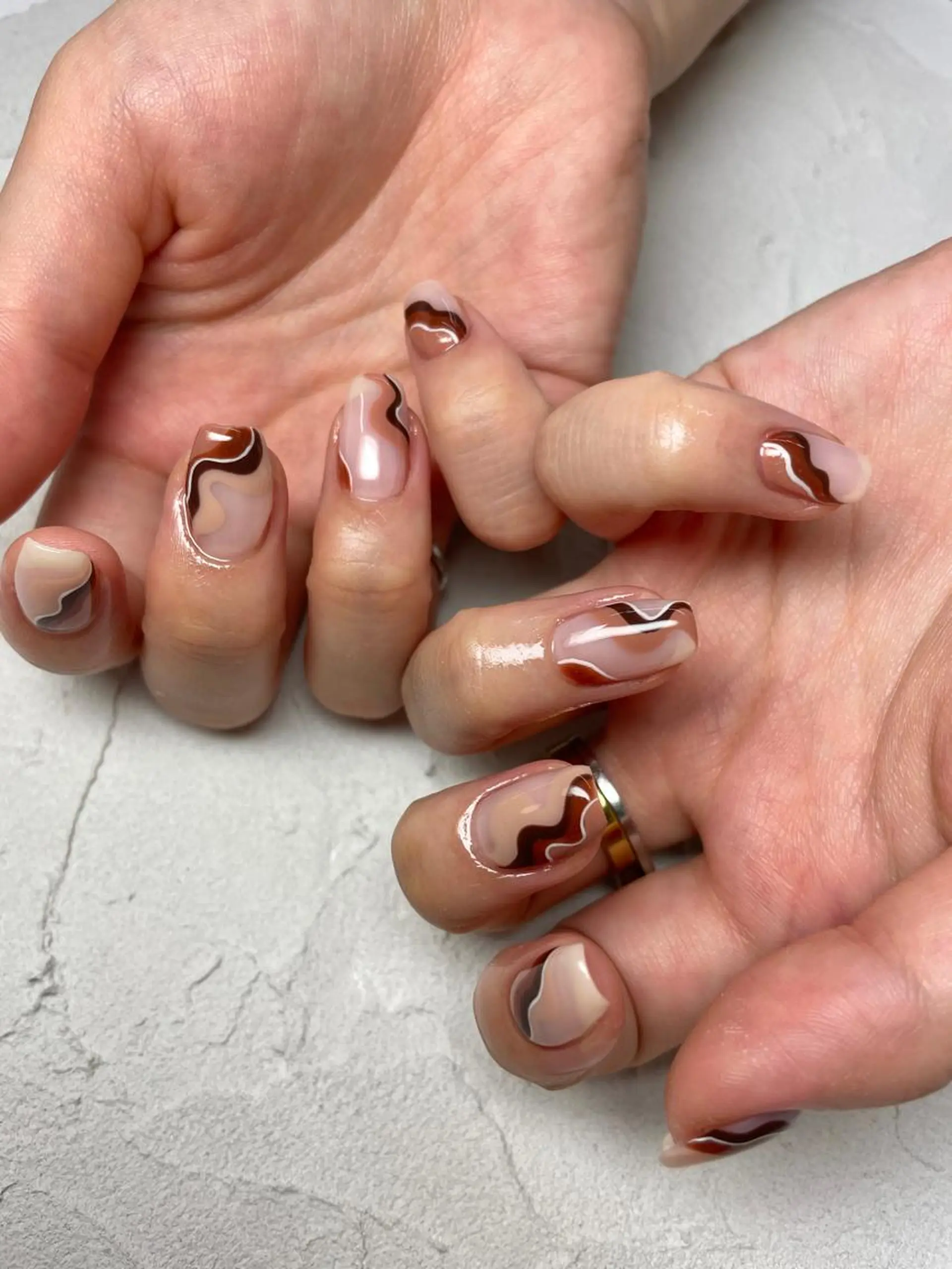 ネイル アートネイル ブラウン フレンチネイル 夏ネイル Nail salon Euphoria所属・Nail salon Euphoriaのネイルデザイン