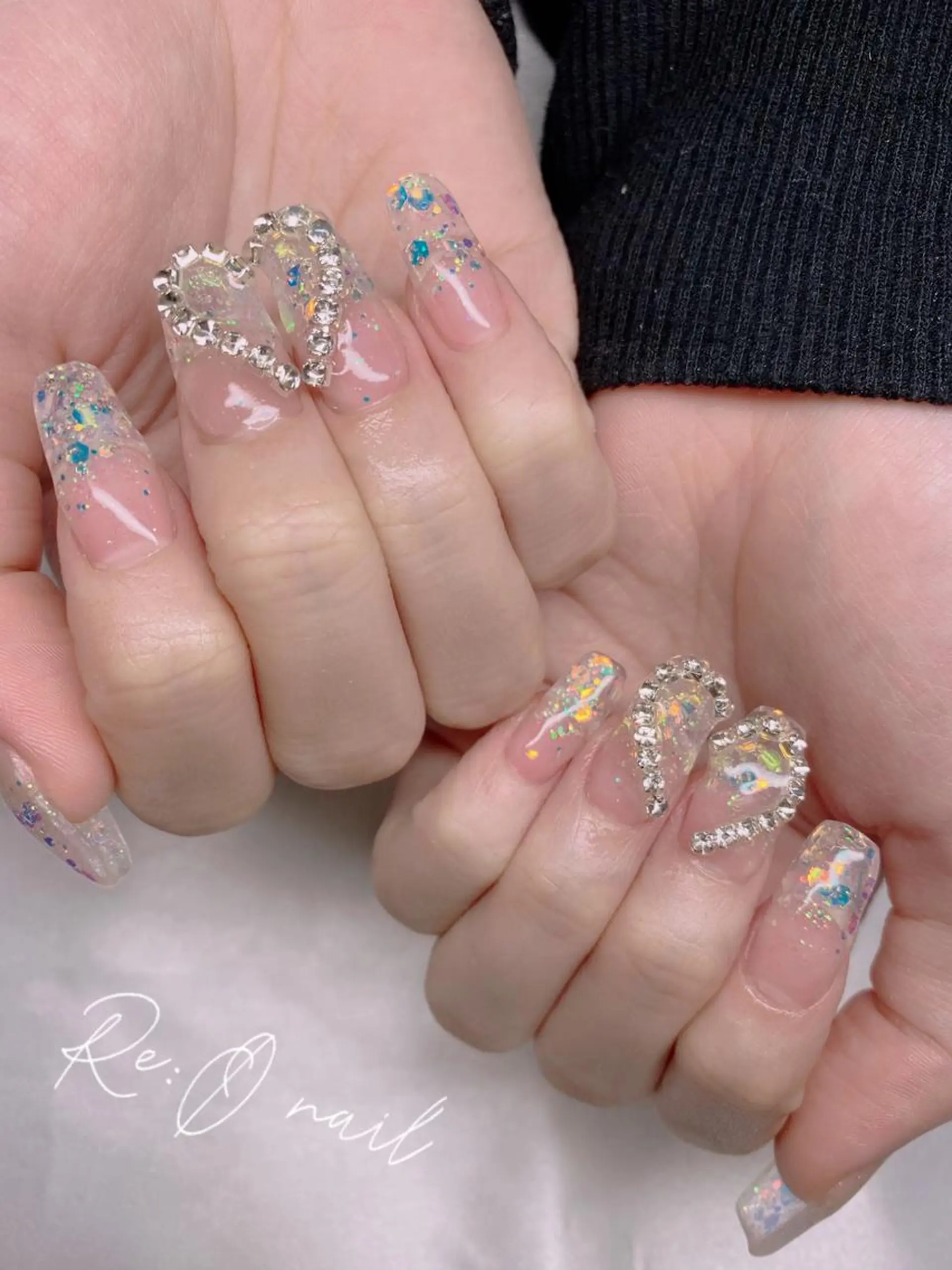 ネイル ラメ(グリッター) ラメグラデーション Re:Ø nail 🩵TSUJIのネイルデザイン