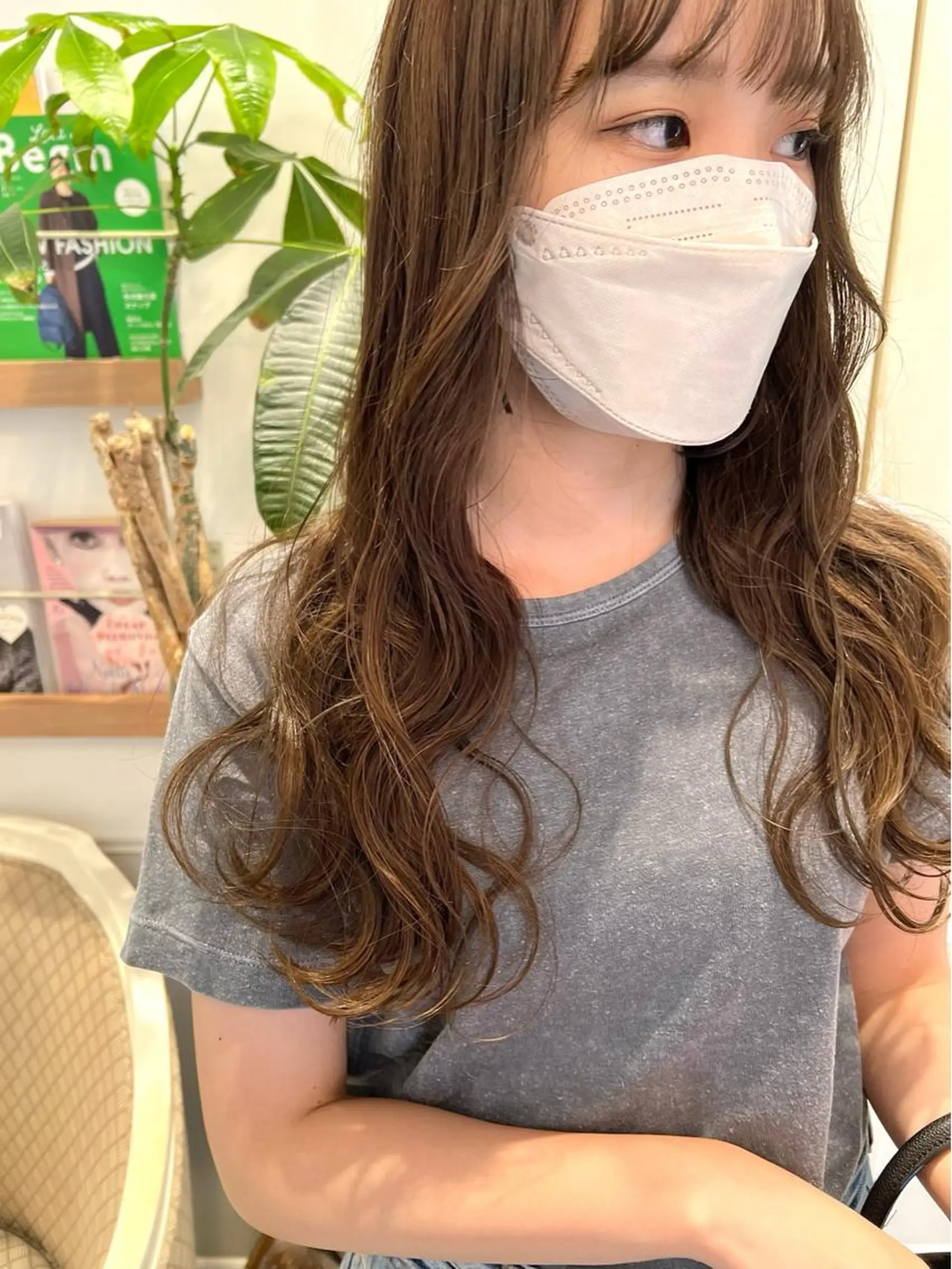 ロング 切りっぱなしボブ オレンジブラウン ピンクブラウン ボブ タナカ レイのヘアスタイル