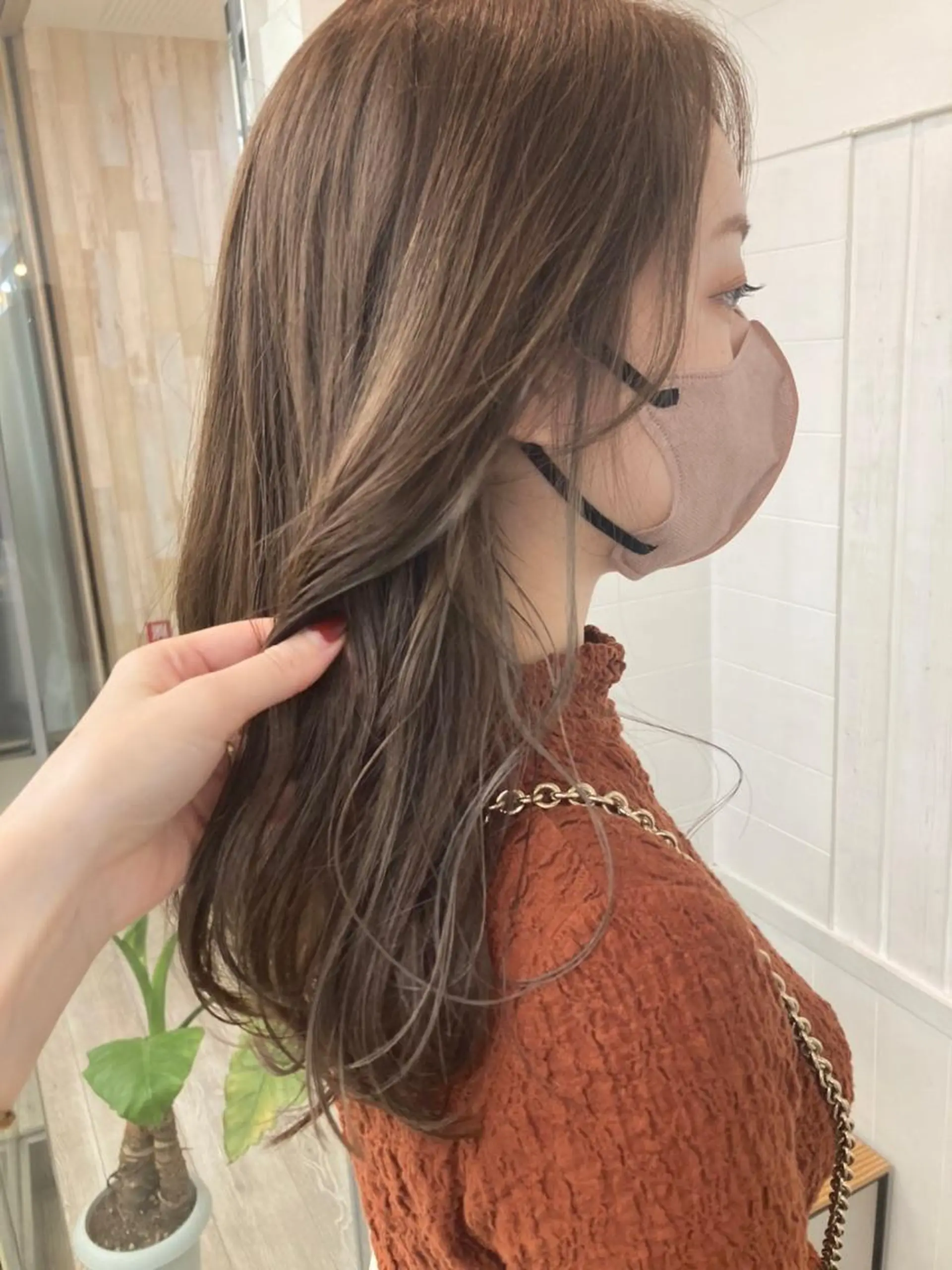 ロング アッシュ ミストバング パープルカラー ボブ デート カット 縮毛矯正 トリートメント N° anfeel 渋谷🪞🫧のヘアスタイル