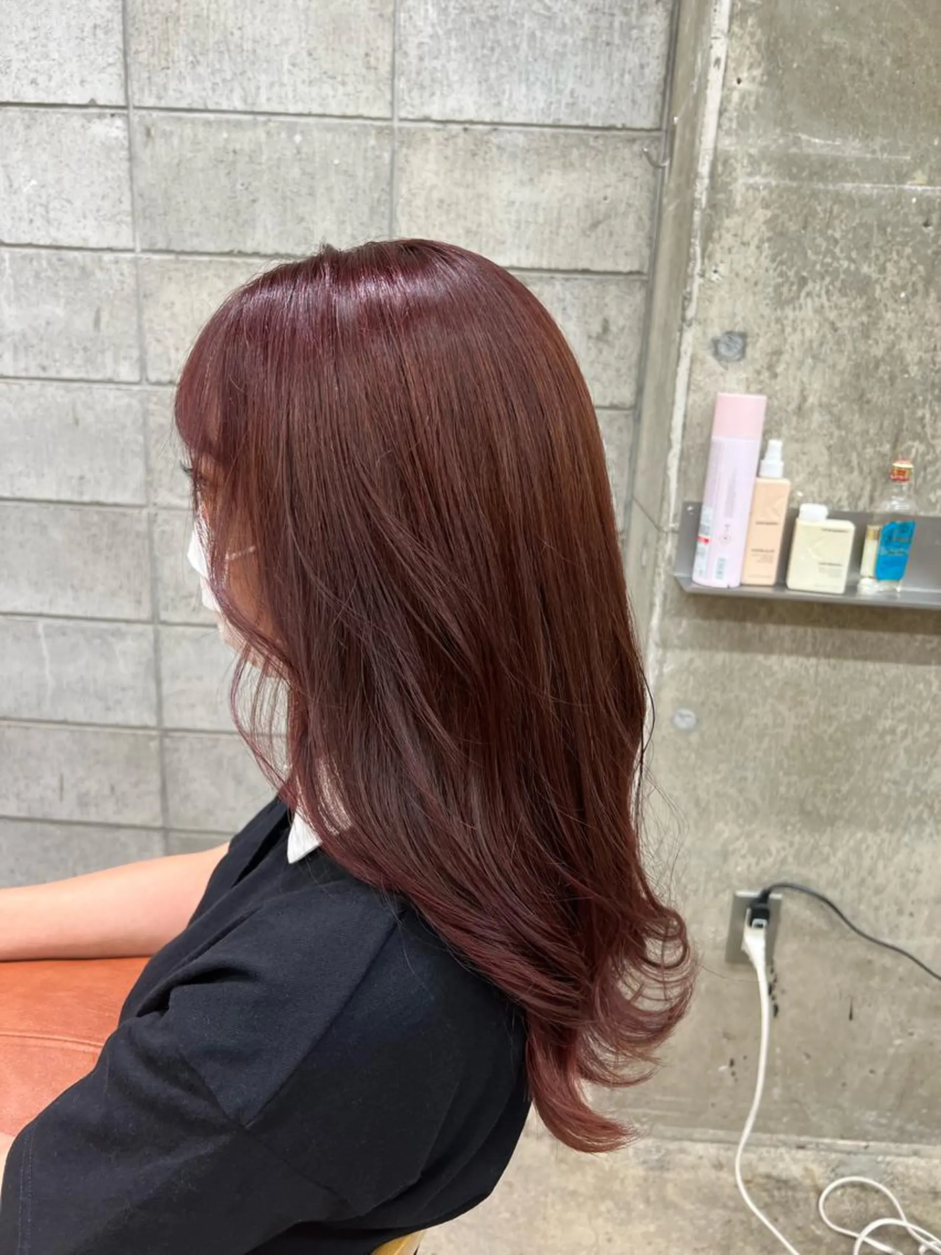 ロング カラー ブラウンカラー ピンクカラー ピンクブラウン カット パーマ kento レイヤーカットのヘアスタイル