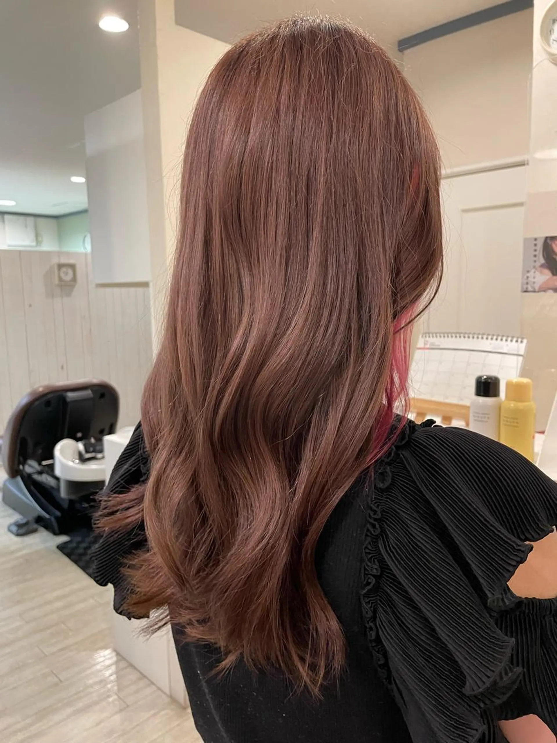 ロング カラー ベージュカラー ピンクカラー ピンクベージュ Lita. hairdesign所属・k a k o ／ボブパーマ🥨のヘアスタイル