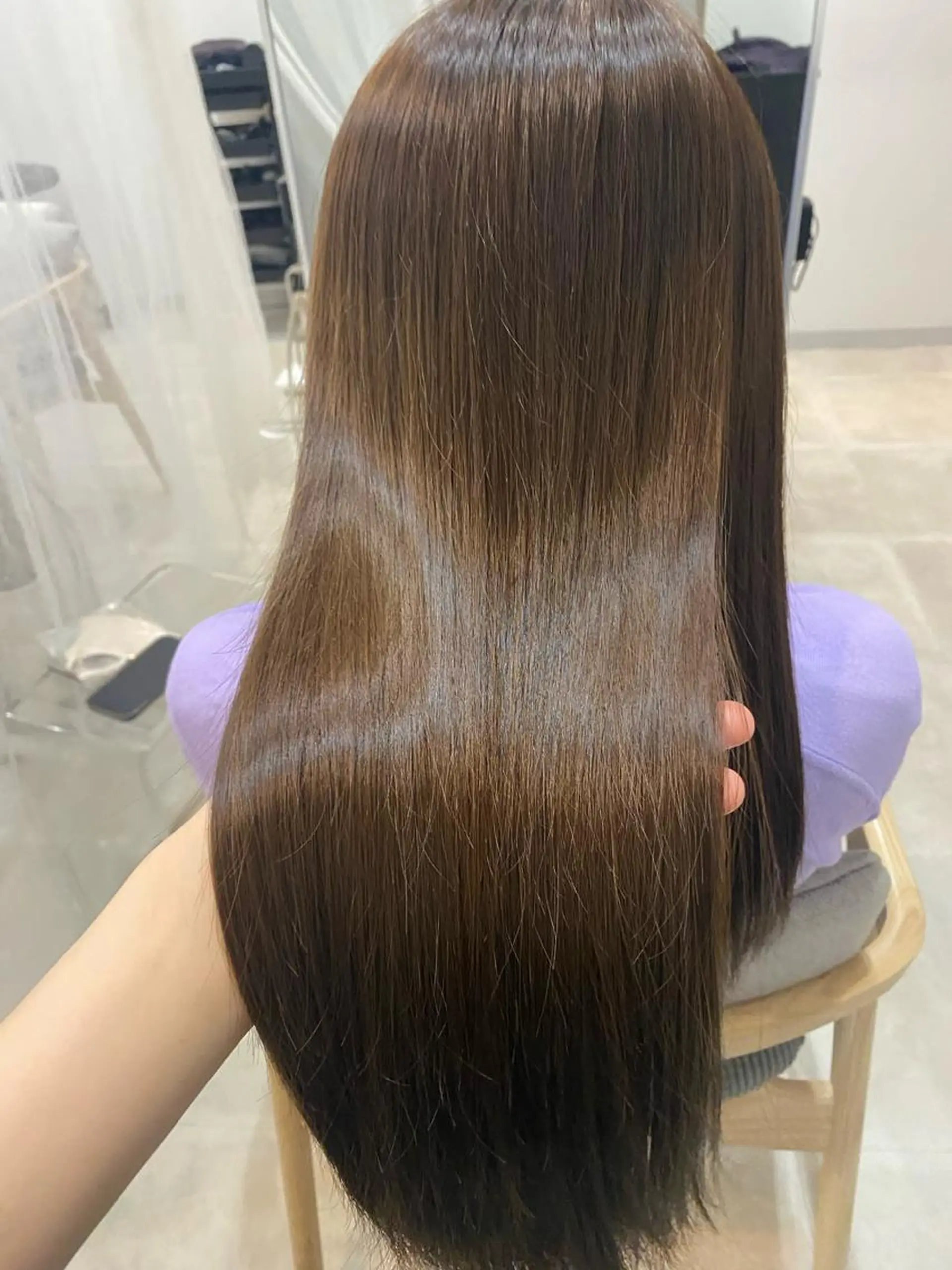 カラー ブリーチ ブラウンカラー ナチュラルブラウン ブリーチなしカラー 谷川 李奈のヘアスタイル