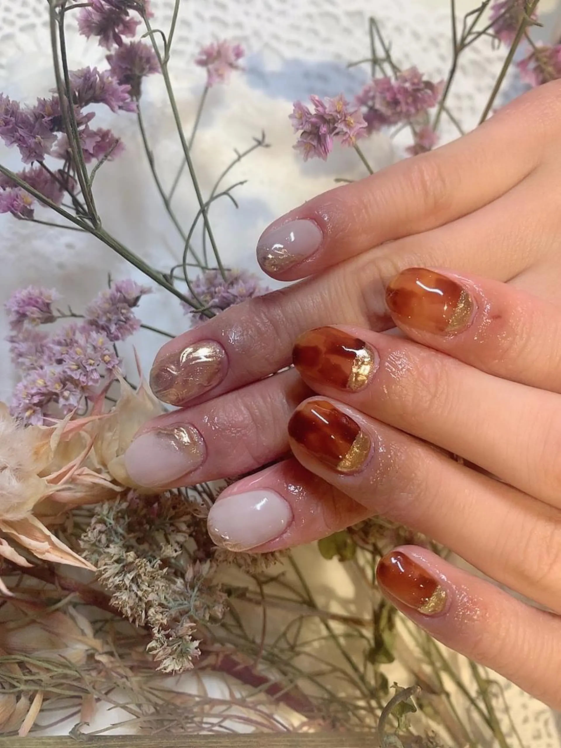 ネイル べっ甲ネイル nail＊ runa🌻のネイルデザイン